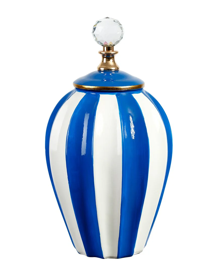 Mark Roberts Large 13in Classic Stripe Vase with Lid - Image 2