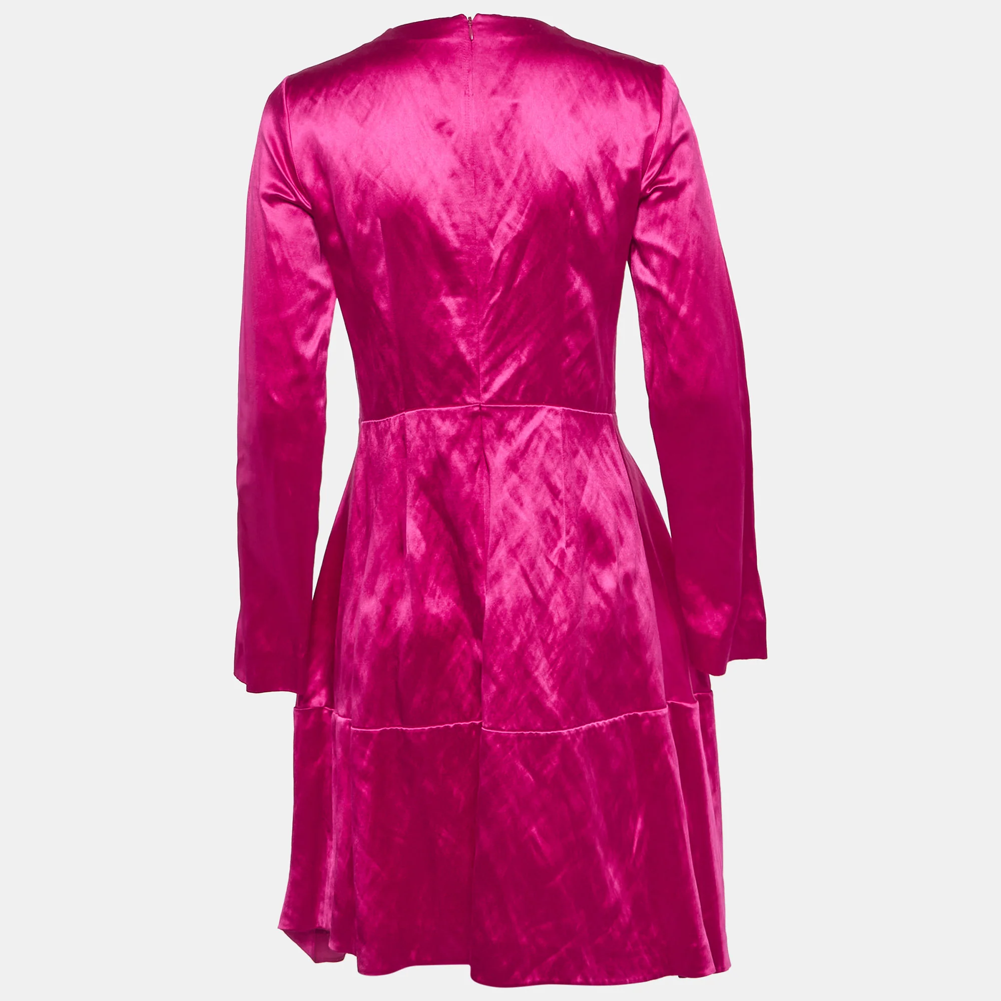 Marni Pink Satin Flared Mini Dress - Image 3