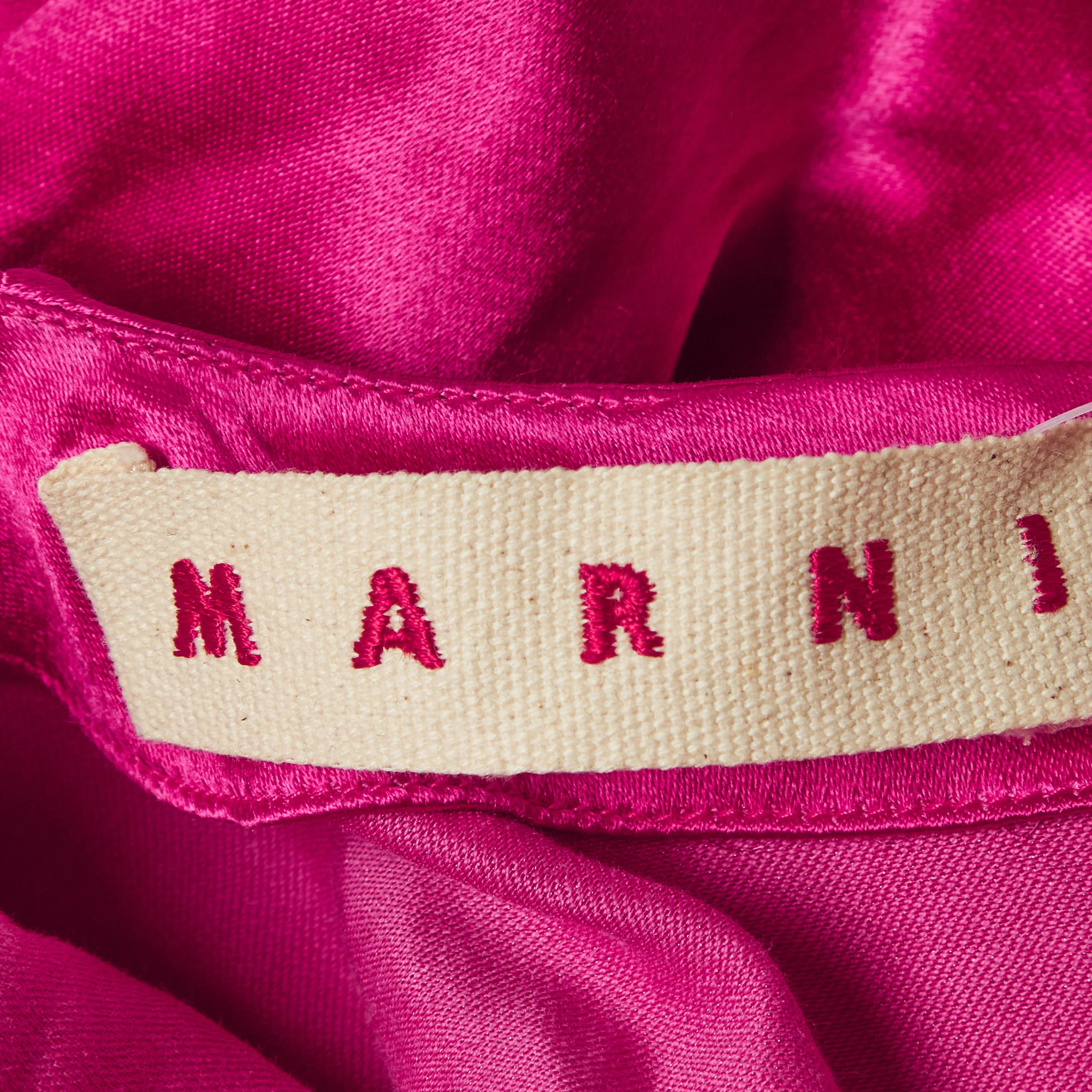 Marni Pink Satin Flared Mini Dress - Image 6