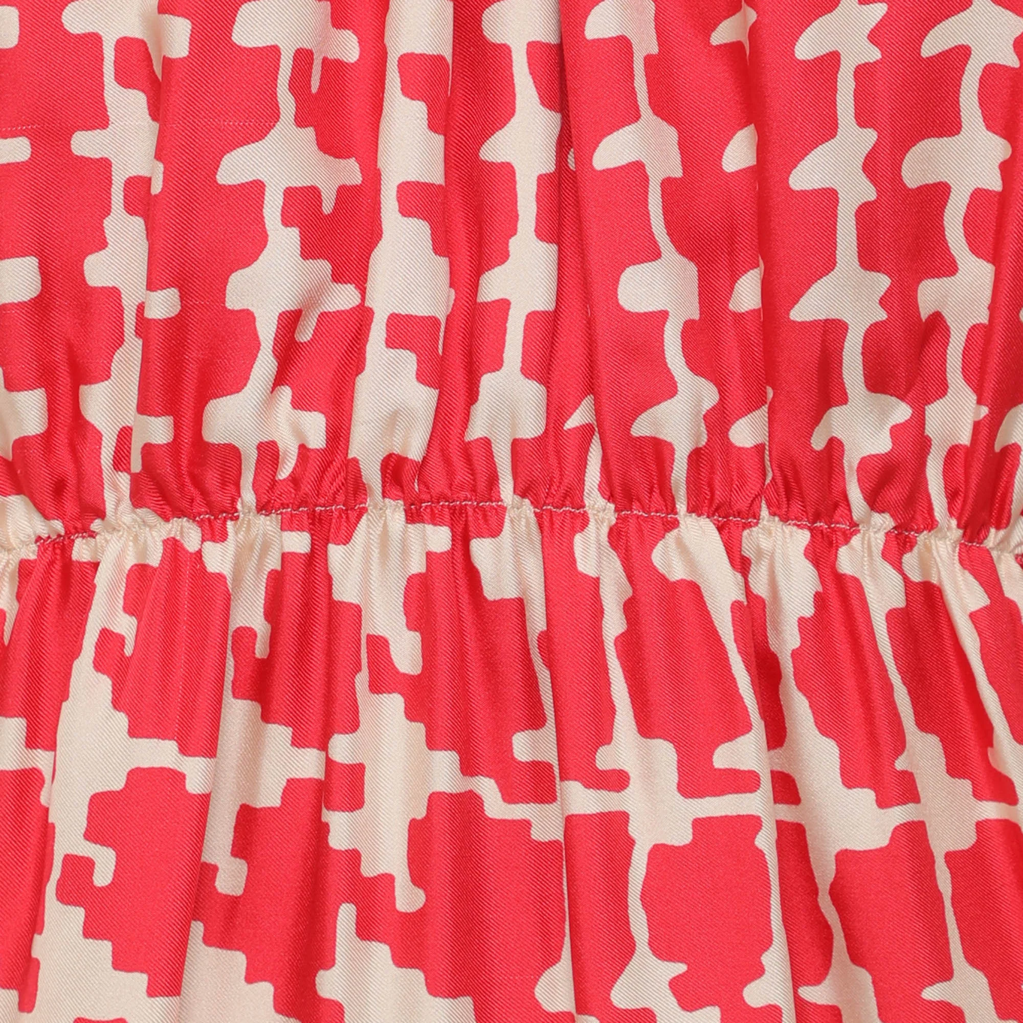 Marni Red/white Printed Satin Belted Midi Dress - Image 3
