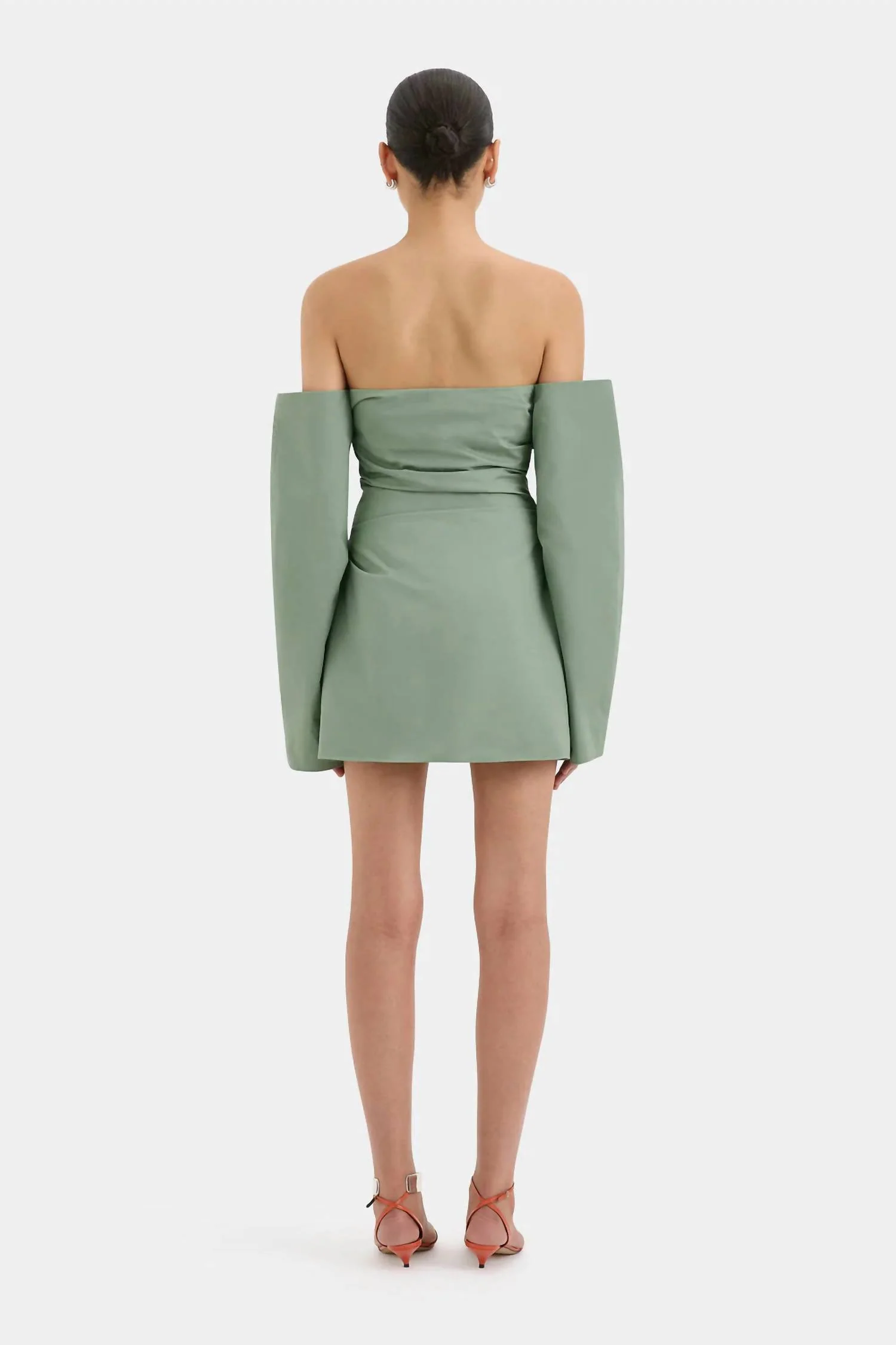 Martina Sleeved Mini Dress In Sage - Image 4