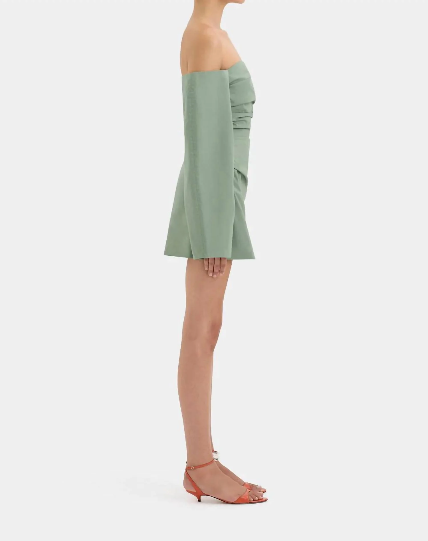 Martina Sleeved Mini Dress In Sage - Image 5