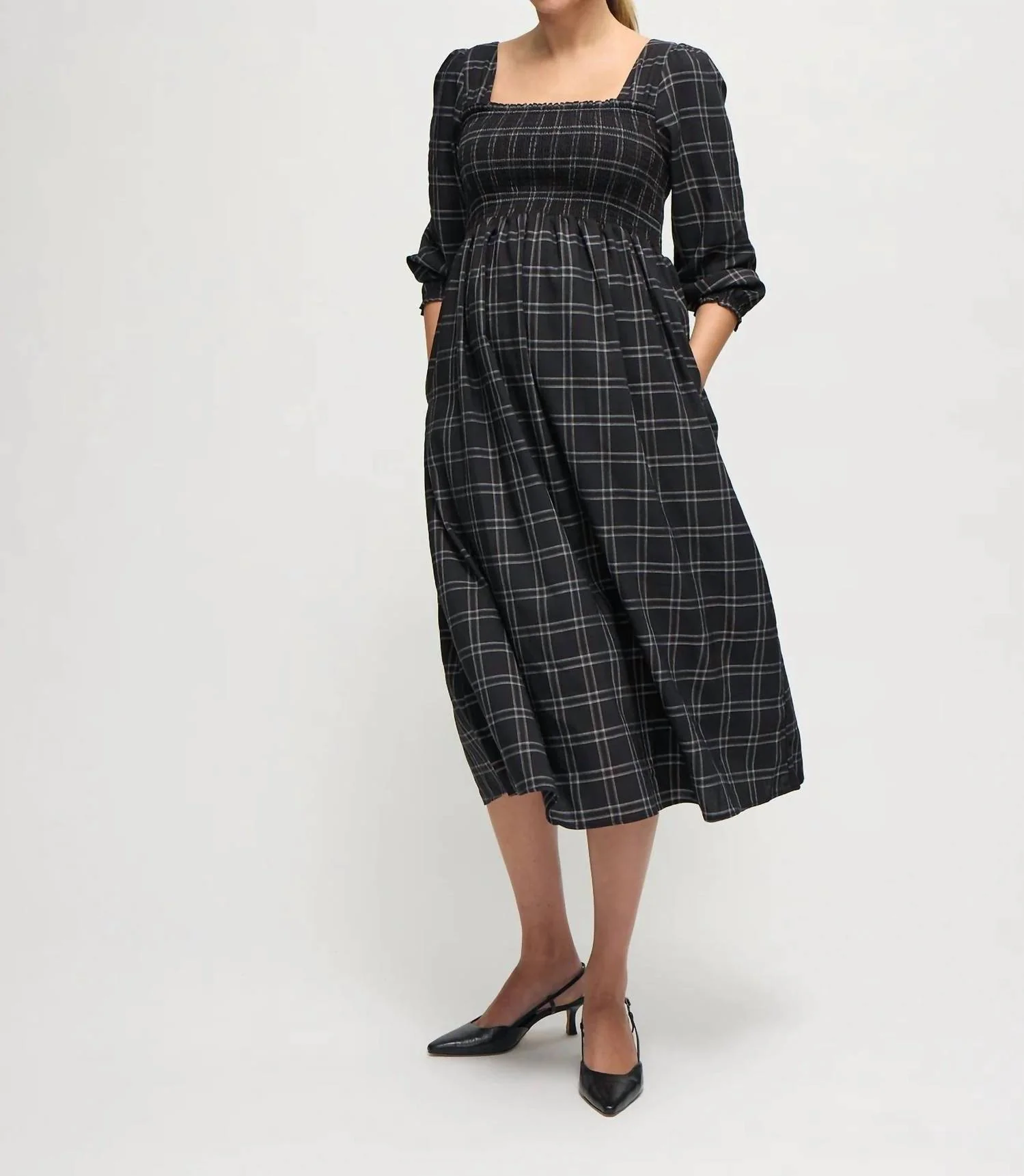 Maternity Breeze Ruffle Sleeve Midi Dress In Black White