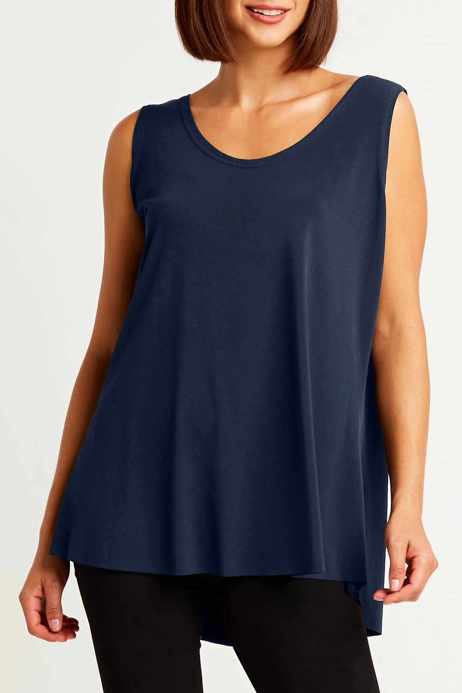 Matte Jersey Shirtail Tank In Midnight