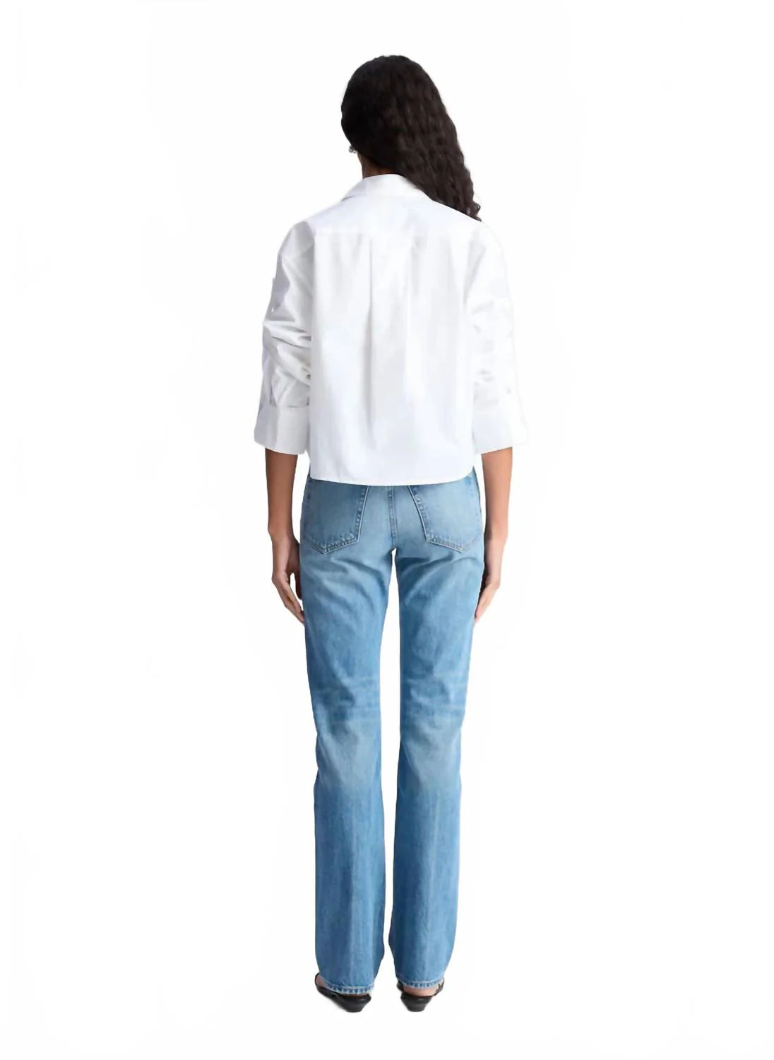 Maude Cropped Cotton Top In White - Image 3