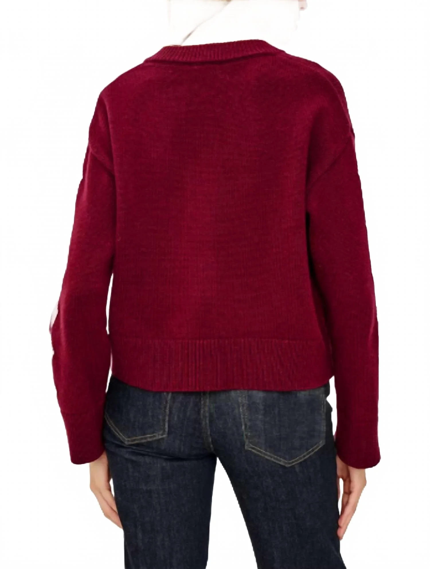 Mavie Long Sleeve Cardigan In Red - Image 2