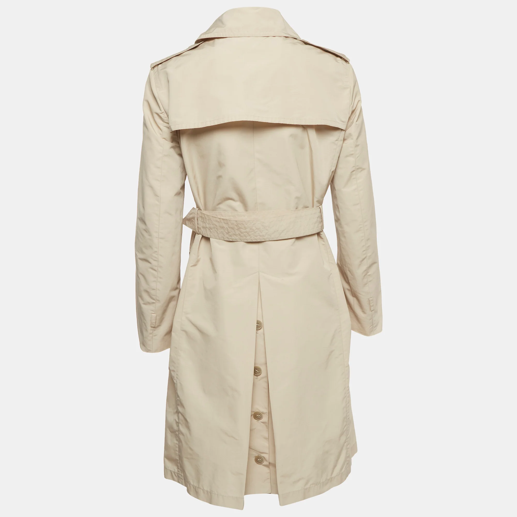 Max Mara Beige Synthetic Double Breasted Trench Coat - Image 2