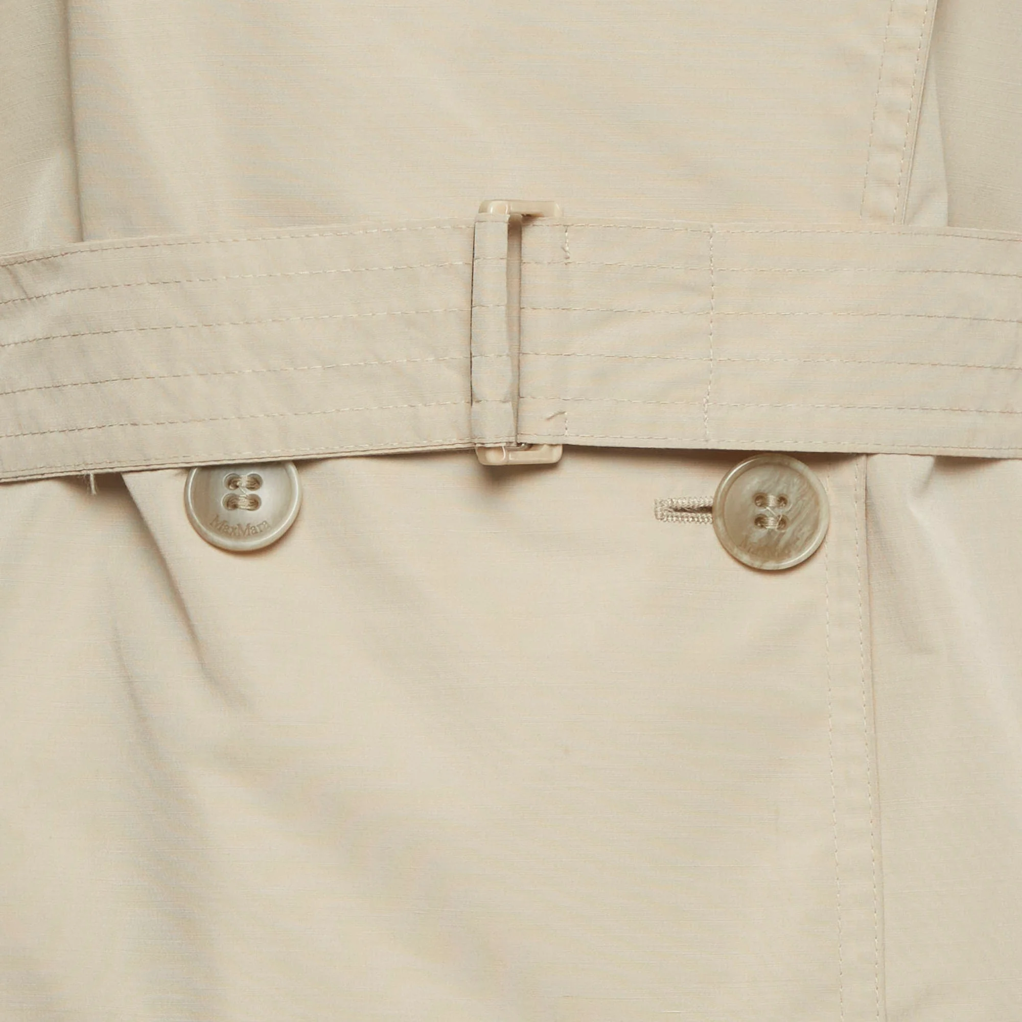 Max Mara Beige Synthetic Double Breasted Trench Coat - Image 3