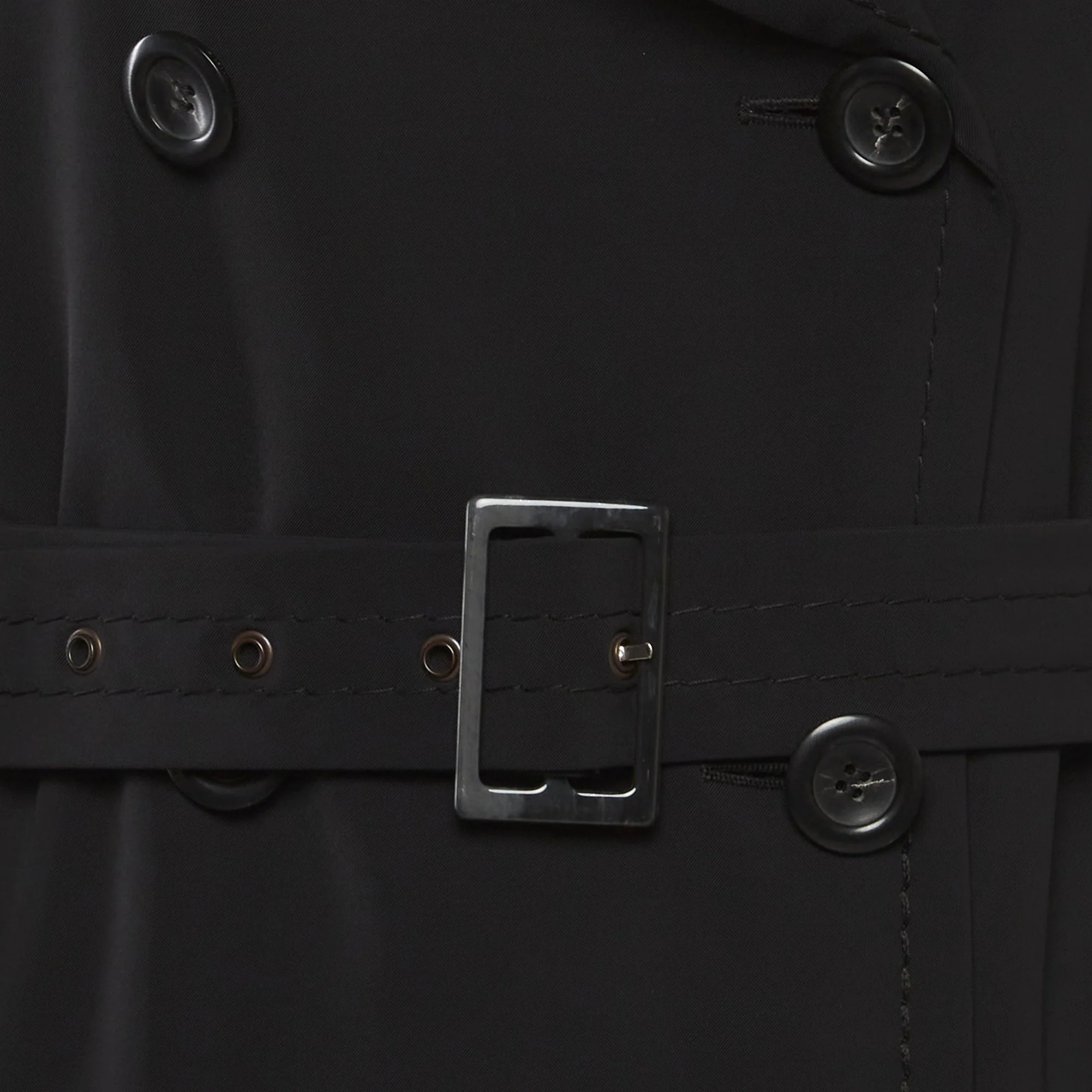 Max Mara Black Garbardine Double Breasted Trench Coat - Image 3