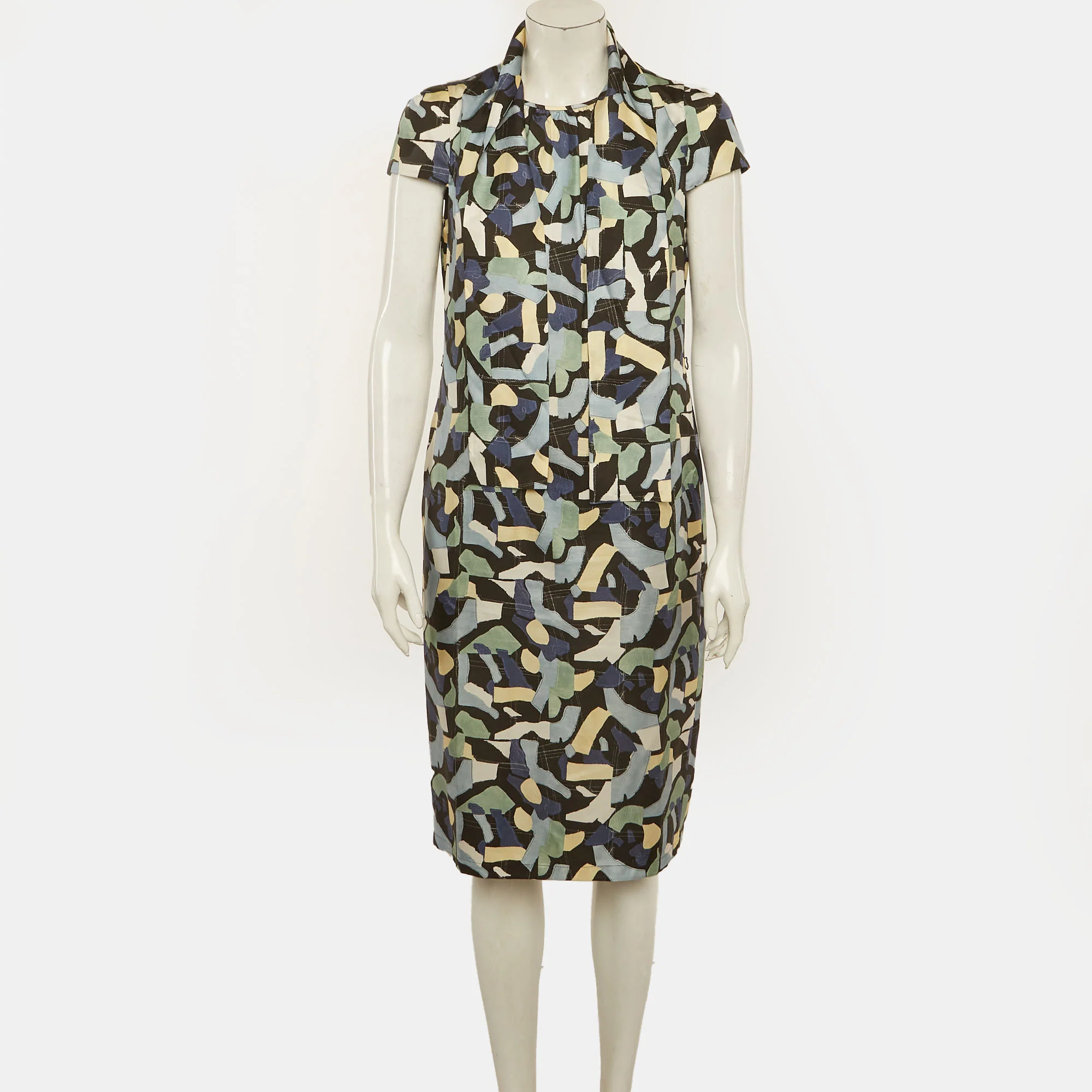 Max Mara Multicolour Satin Cape Sleeve Mini Dress - Image 2