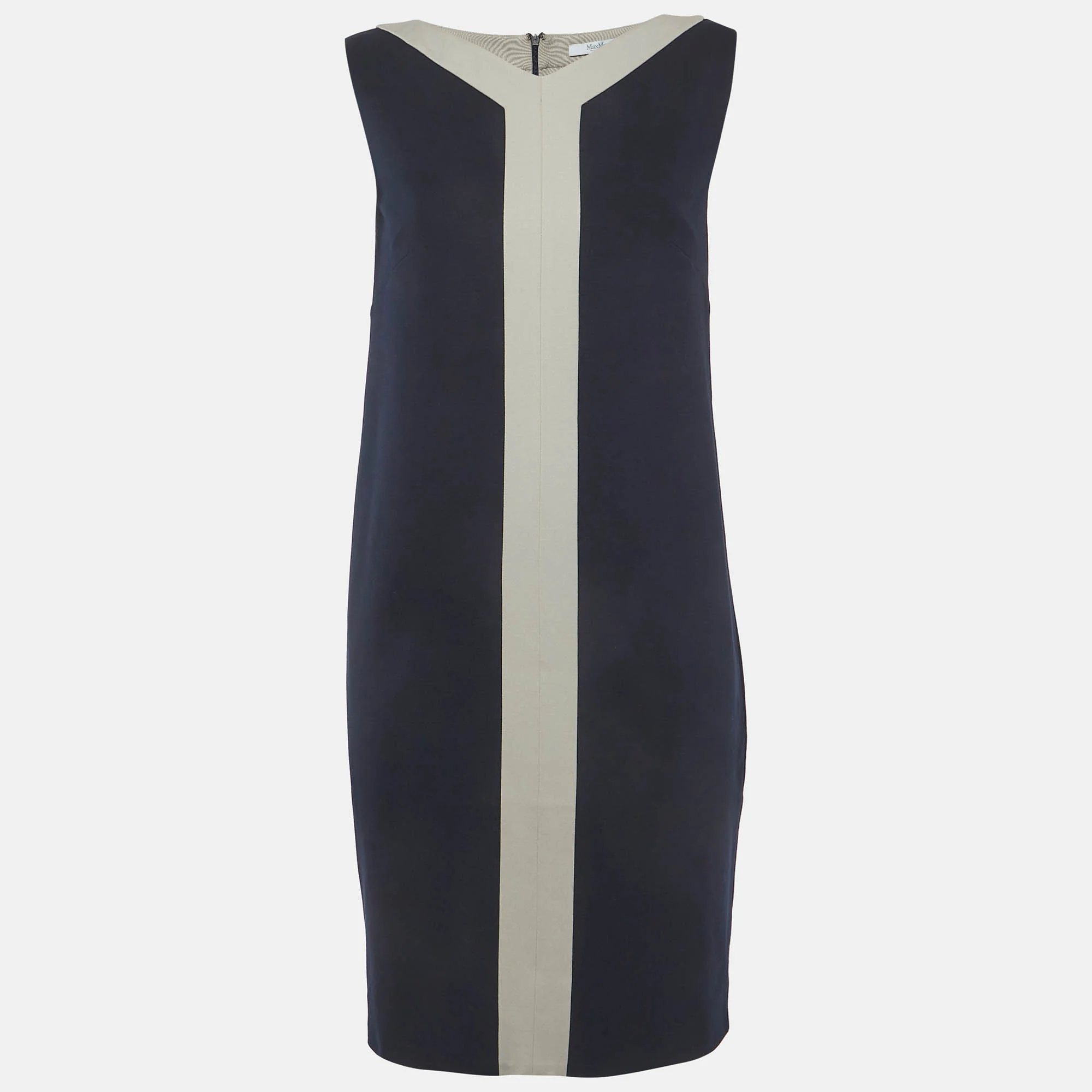 Max Mara Nay Blue Jersey V-Neck Sheath Dress