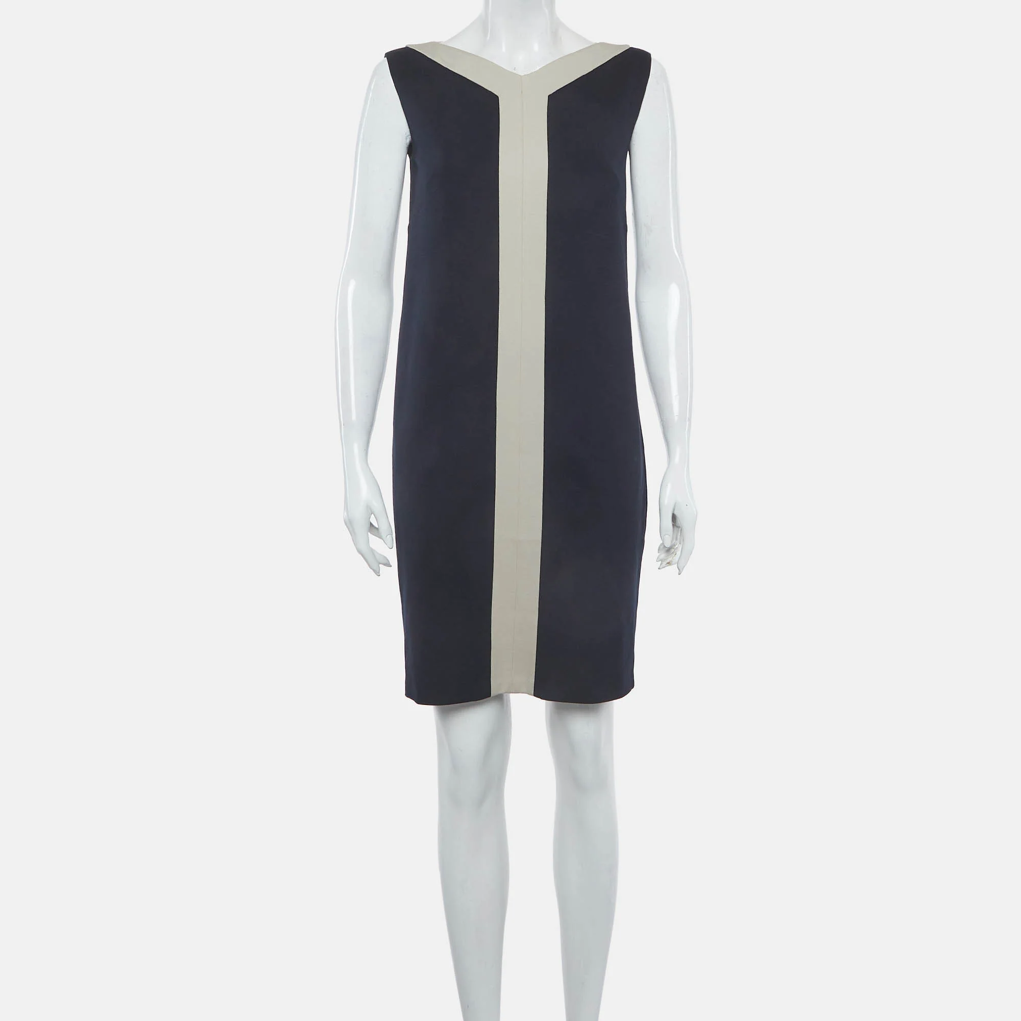 Max Mara Nay Blue Jersey V-Neck Sheath Dress - Image 2