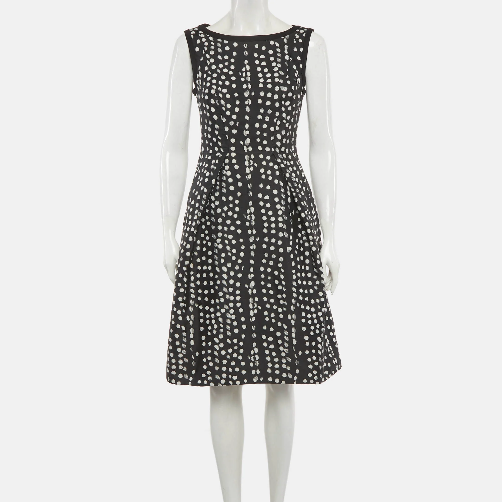 Max Mara Studio Black/white Dotted Flared Mini Dress - Image 2