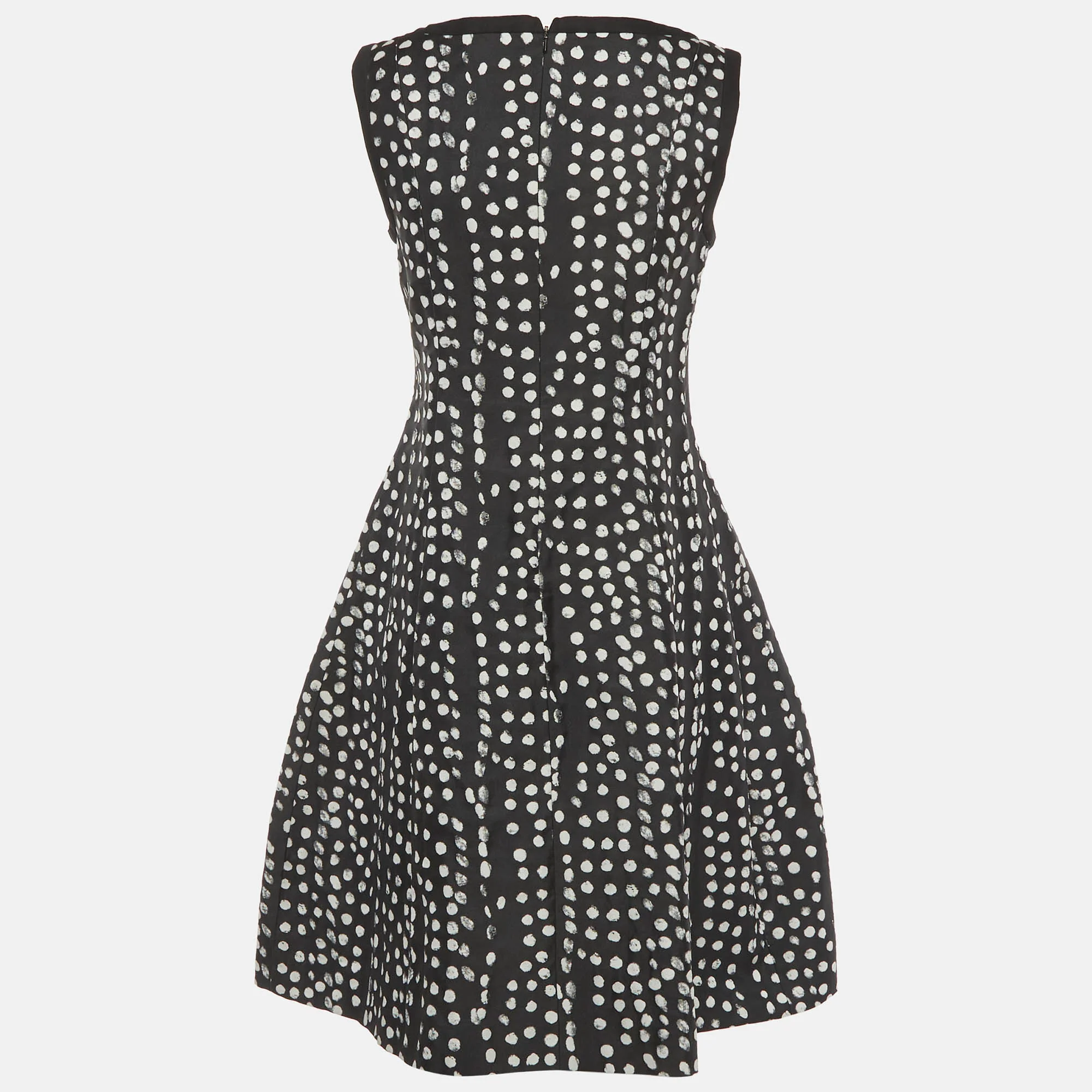 Max Mara Studio Black/white Dotted Flared Mini Dress - Image 3