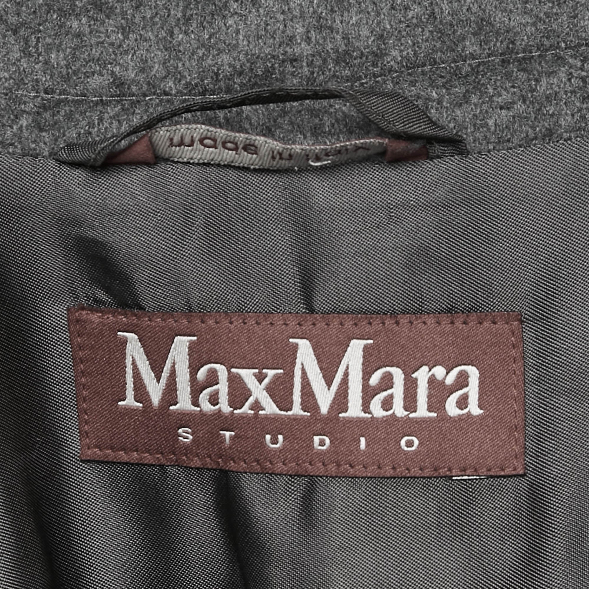 Max Mara Studio Grey Felt Belted Coat - Image 5