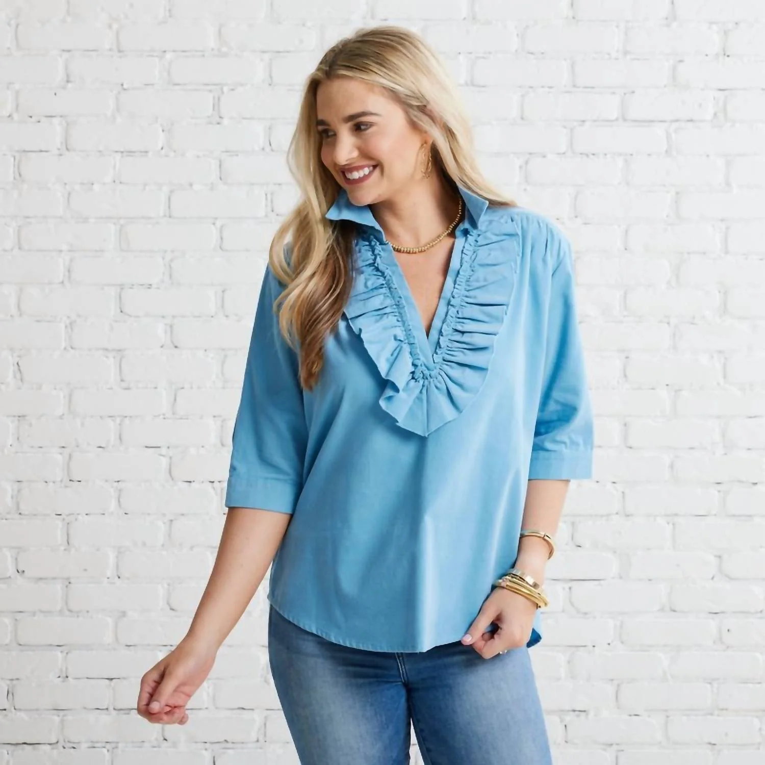 Maya Corduroy Top In Powder