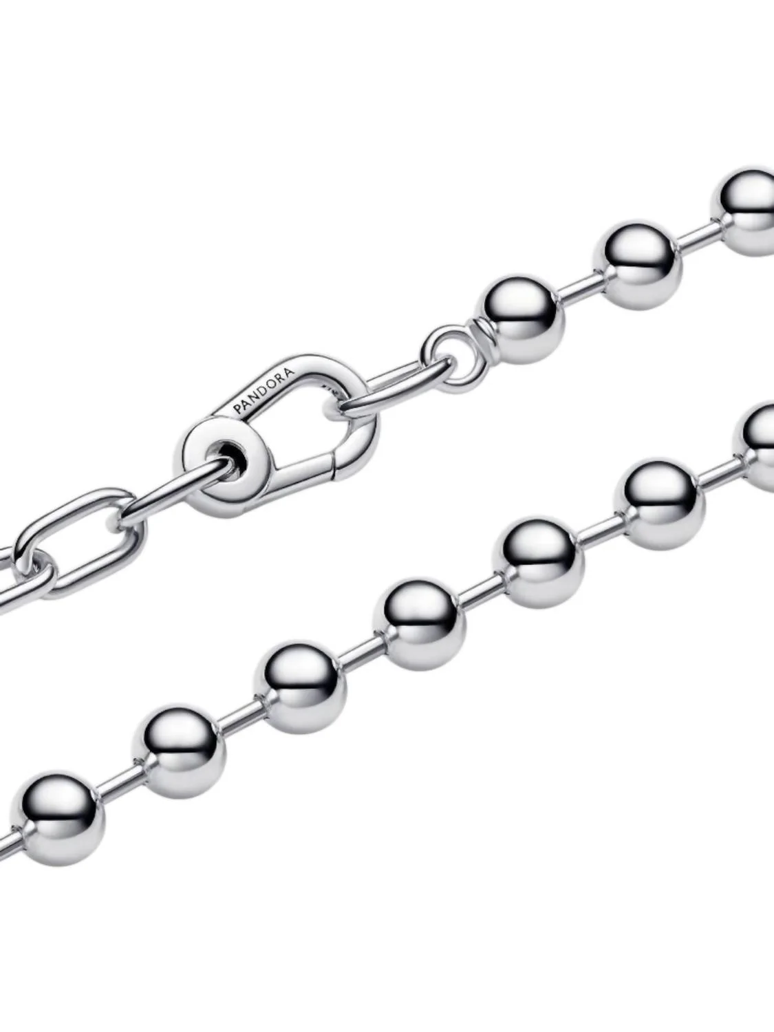 Me Metal Bead And Link Chain Necklace In Silver - Image 2