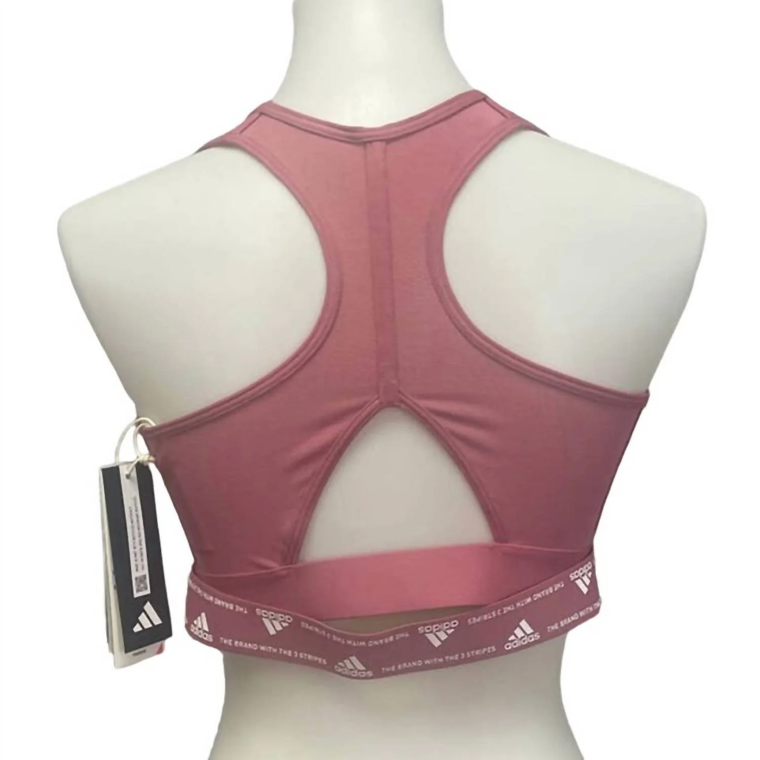 Medium Support Removeable Pads Training Sports Bra In Pink - Image 2