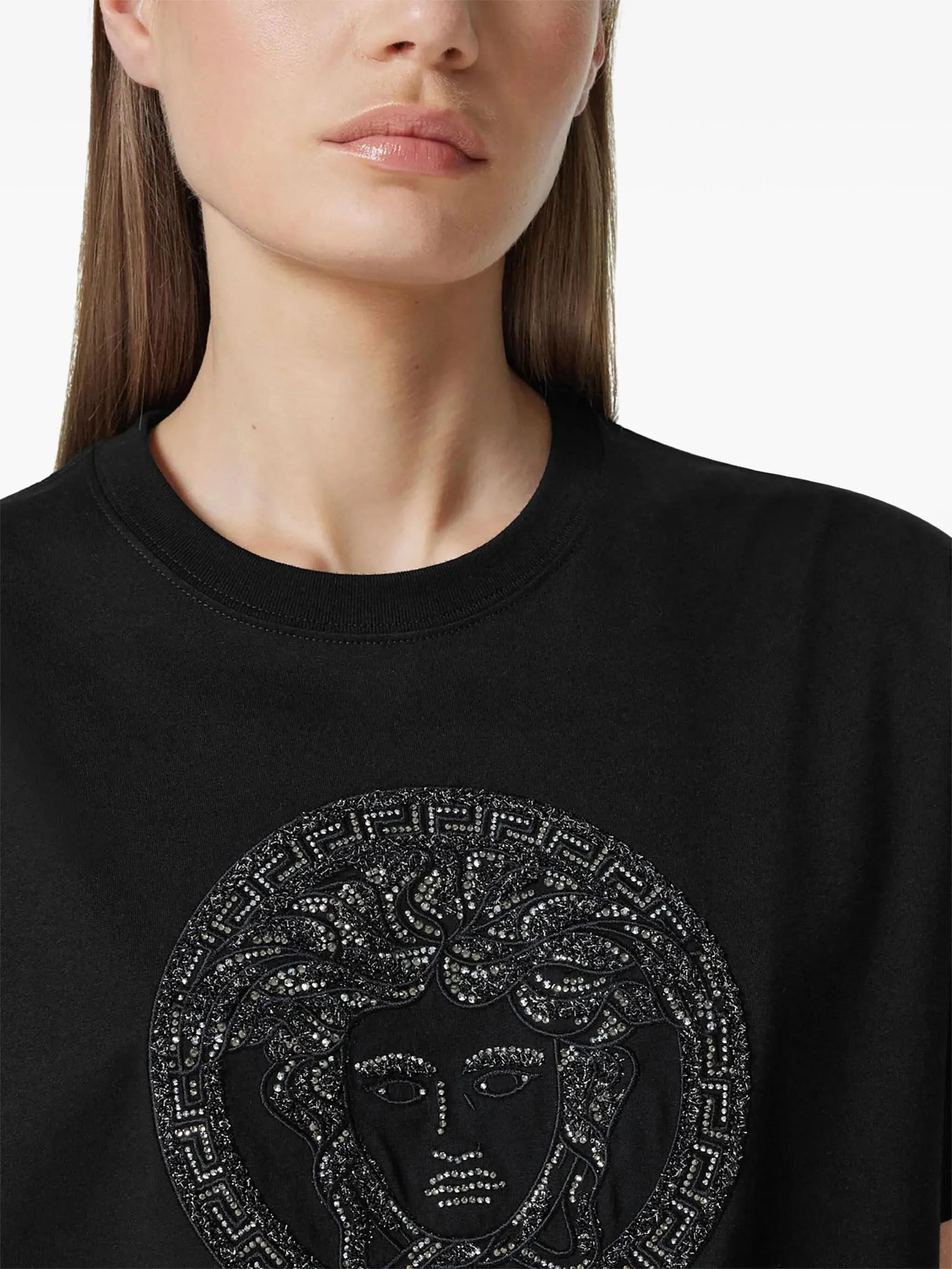 Medusa Embroidery Microcrystal Cotton T-shirt - Image 5