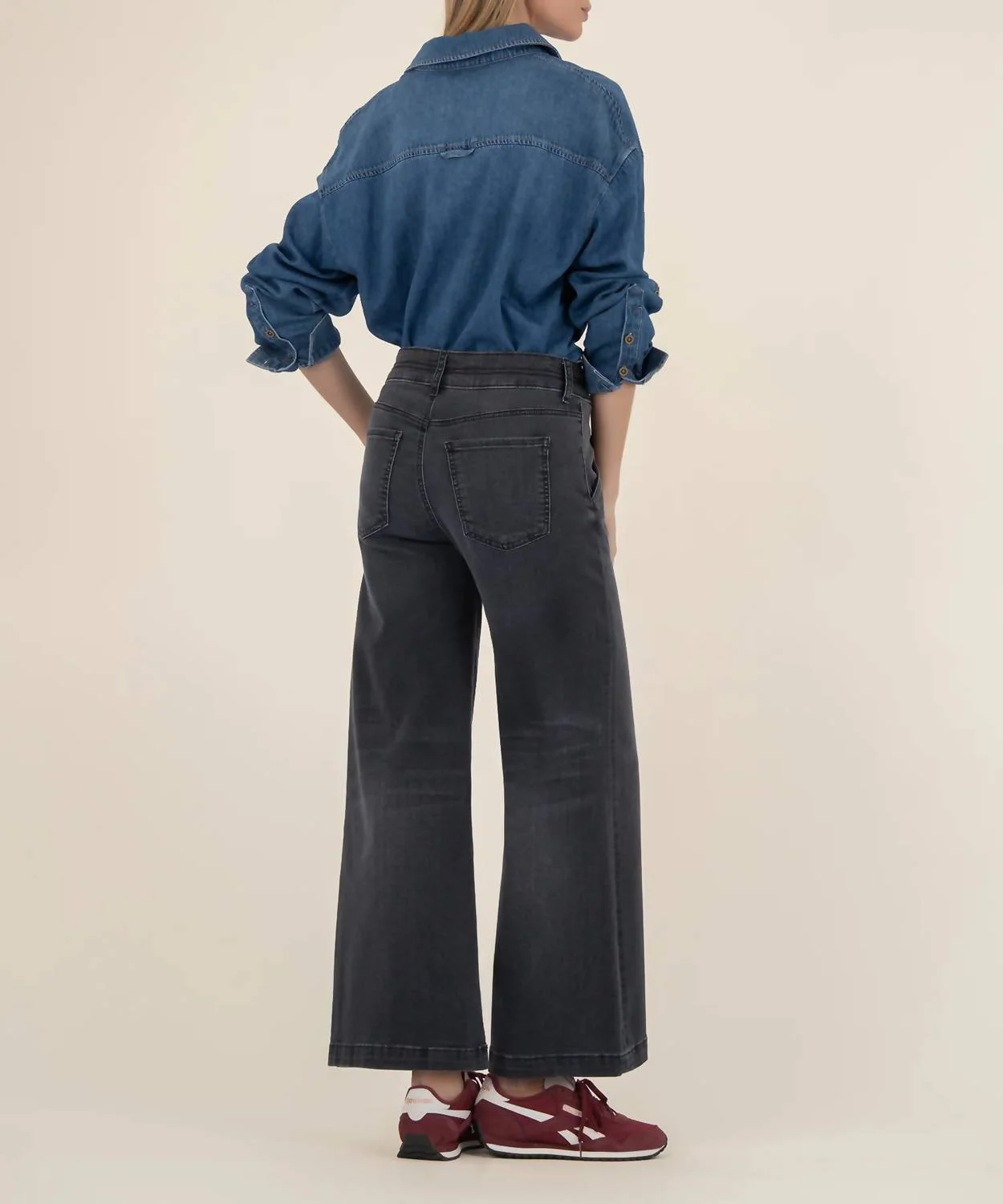 Meg High Rise Wide Leg Jeans In Enjoy Grey - Image 2
