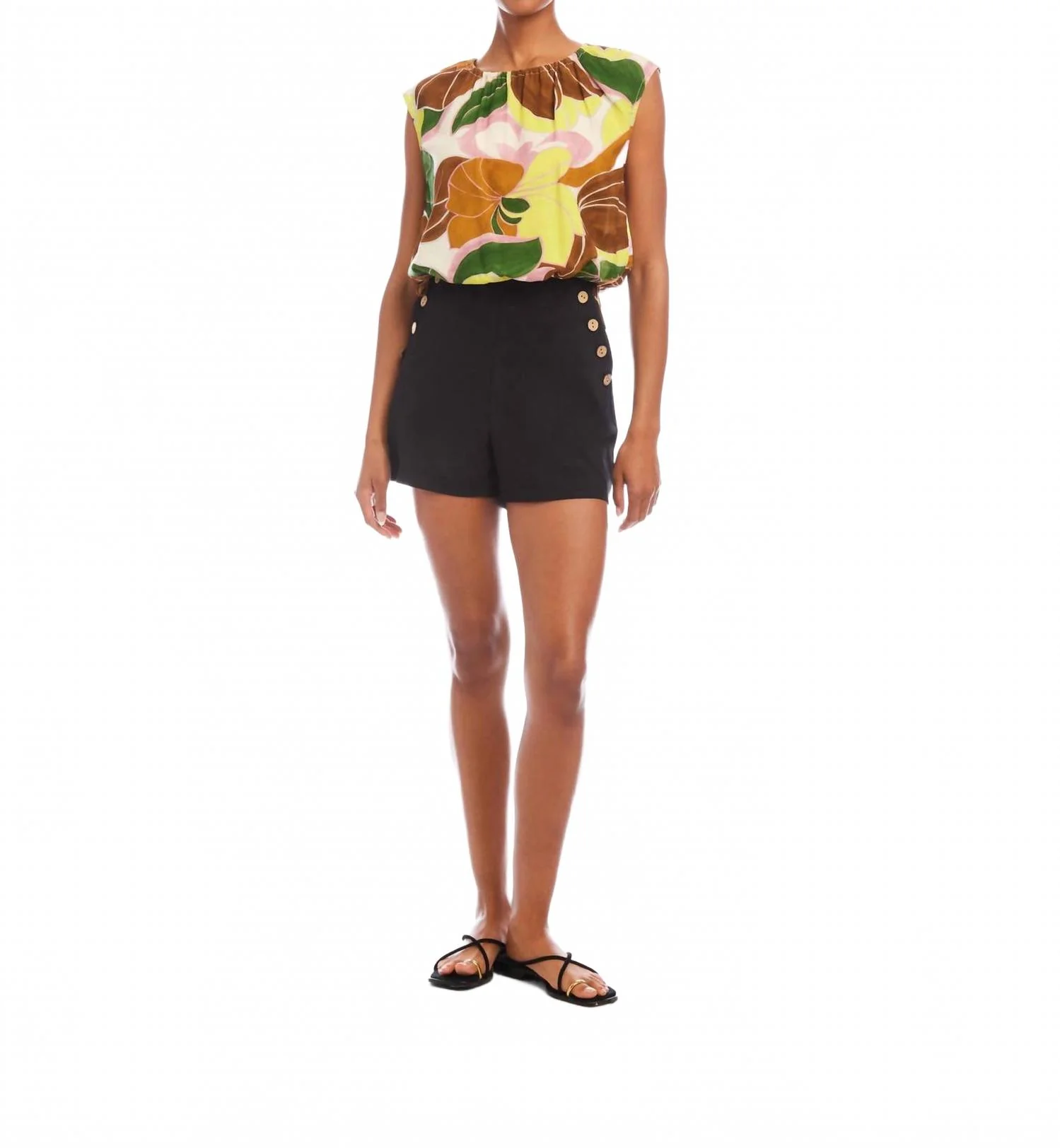 Mel Button Pocket Shorts In Black