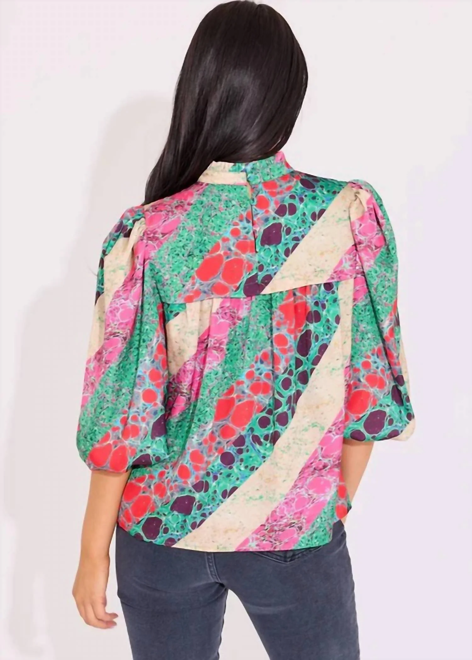 Mel Mock Neck Top In Alabaster - Image 2