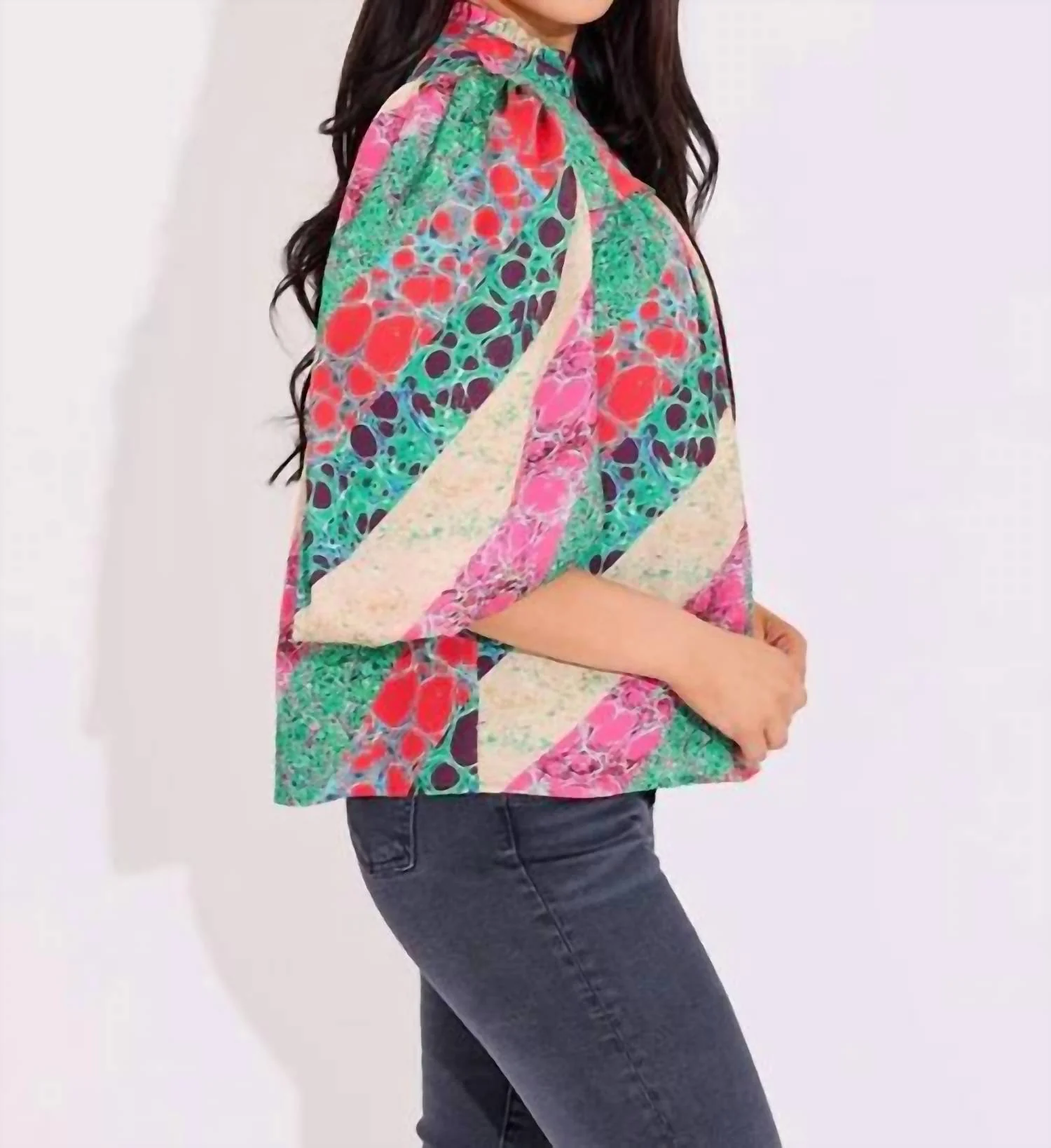 Mel Mock Neck Top In Alabaster - Image 3