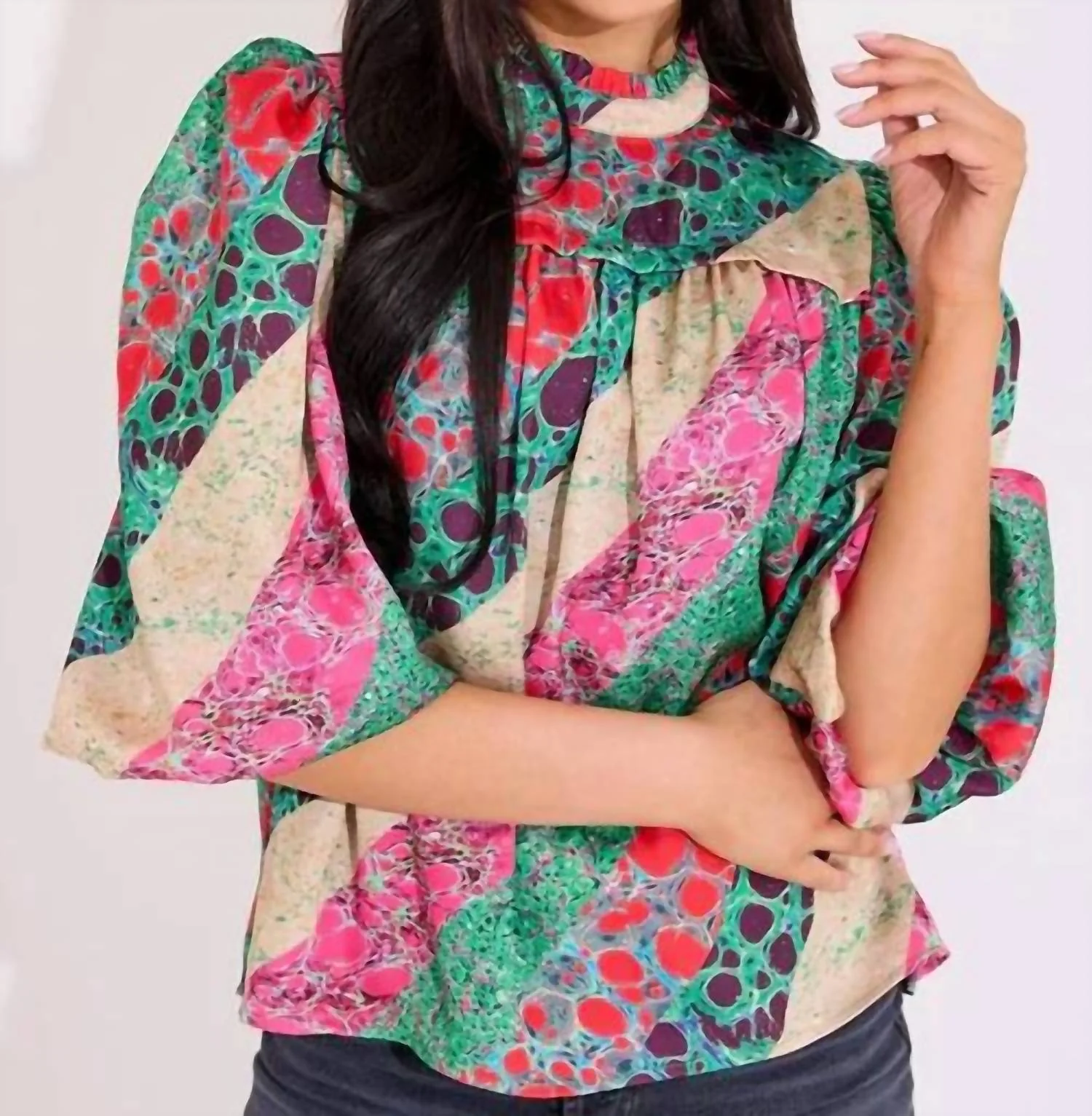 Mel Mock Neck Top In Alabaster - Image 4