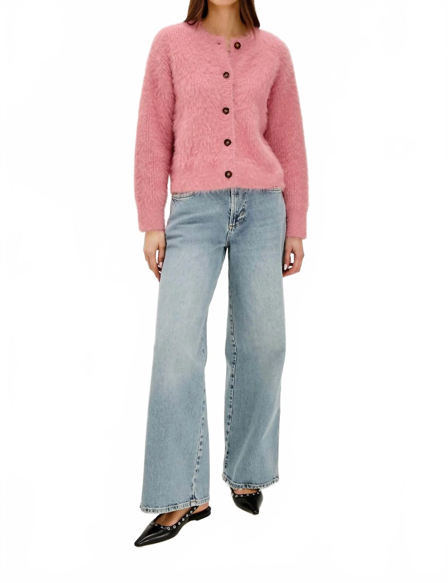 Melo Long Sleeve Cardigan In Pink - Image 3