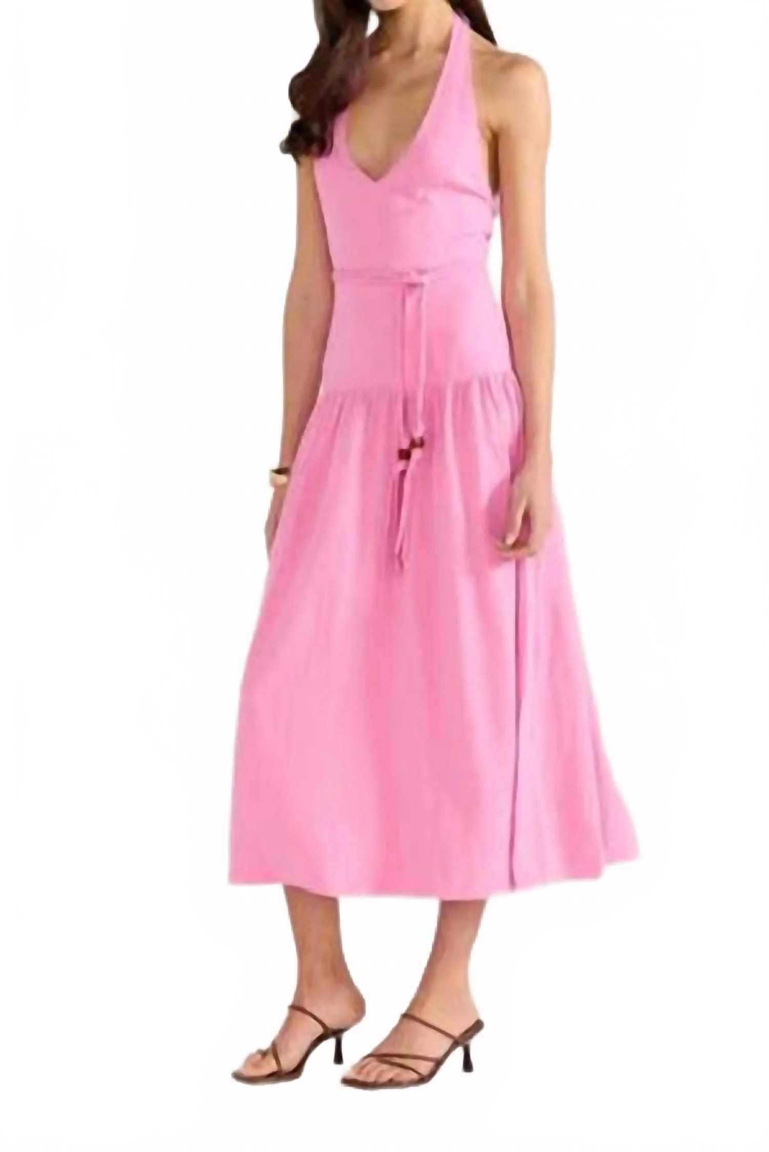 Melody Drop Waist Midi Dress In Pink - Image 3