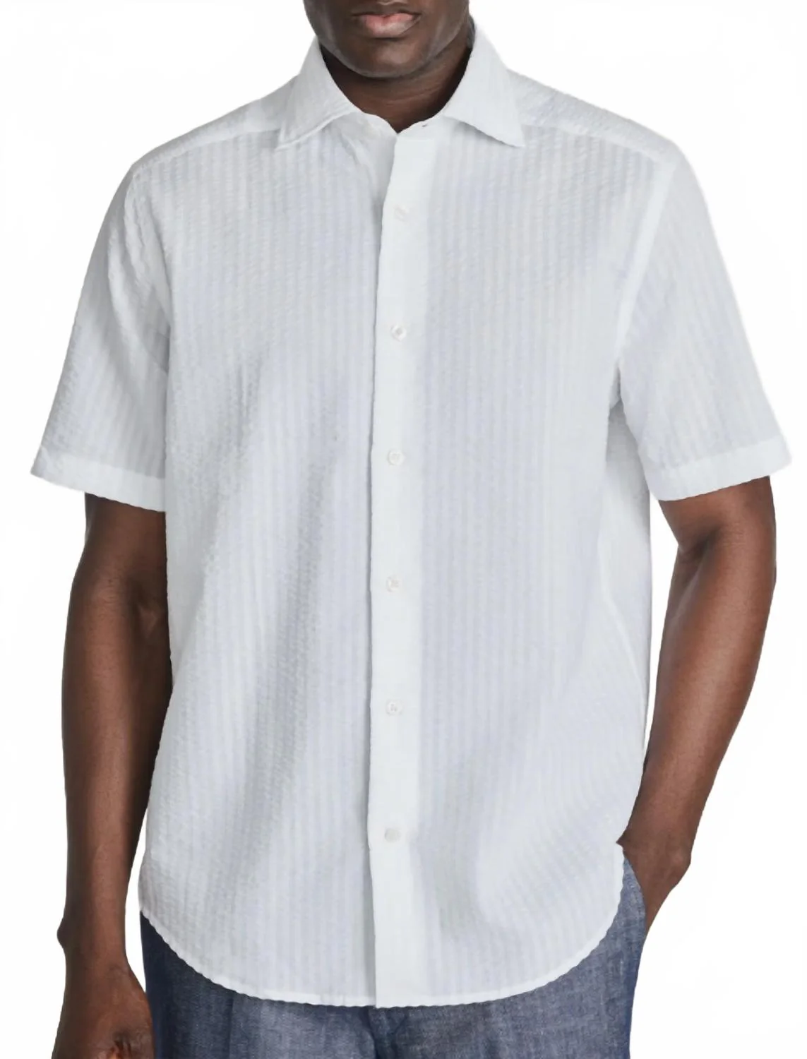 Men's Bedford Short Sleeve Shirt In White - Image 2