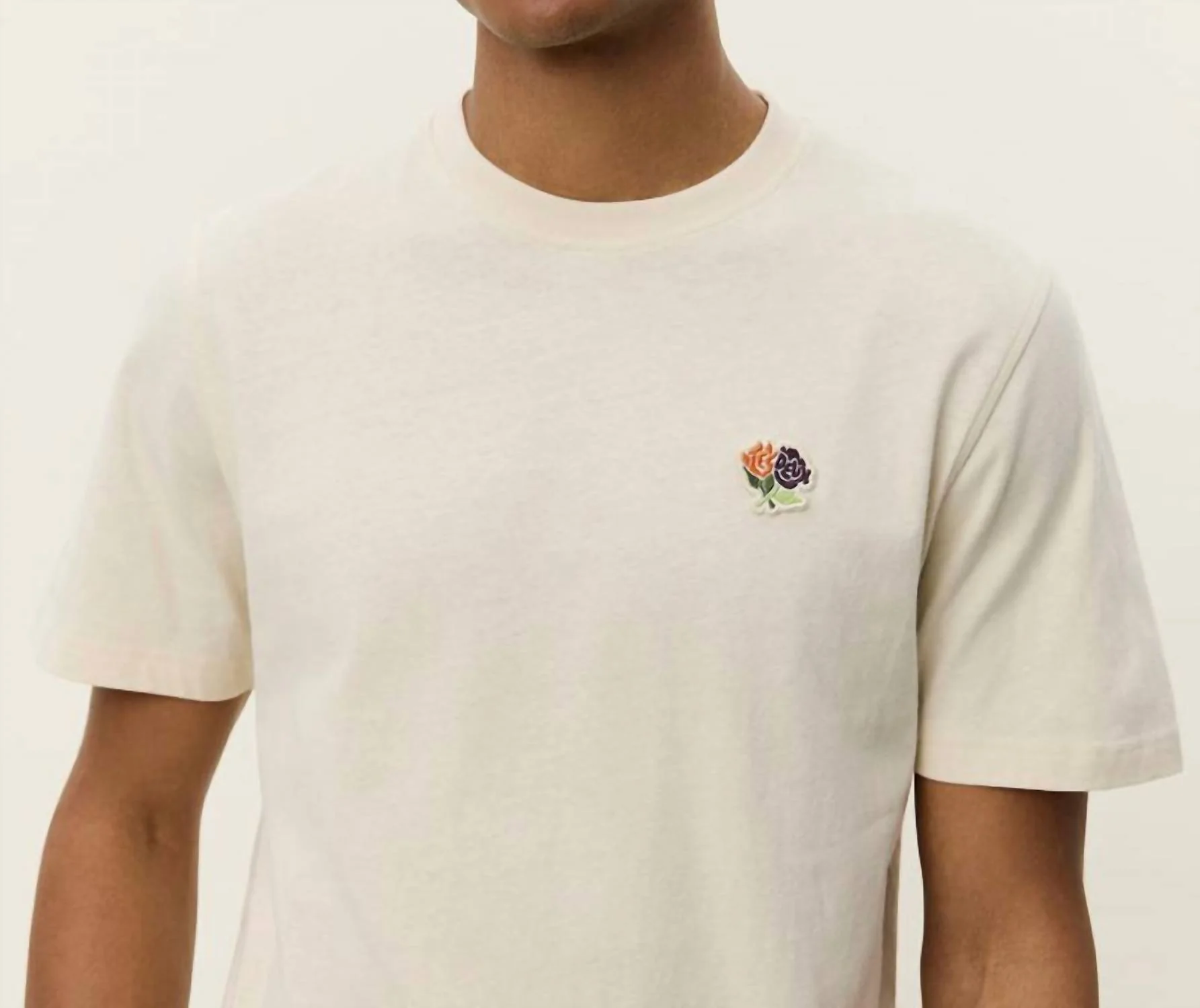 Men's Felipe Crew Neck Patch Tee In Ivory - Image 2