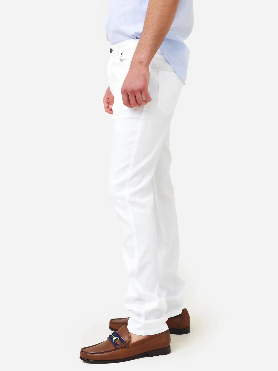 Men's Lino 5-Pocket Chino Pant In White - Image 2