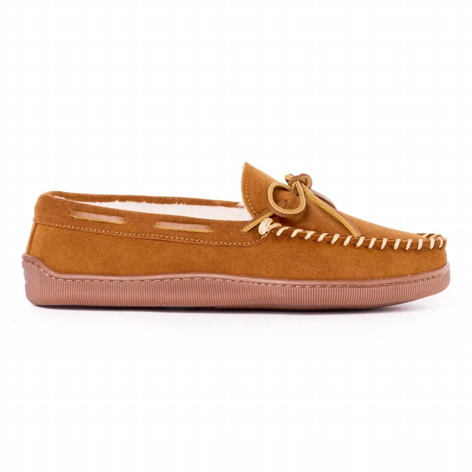 Men's Pile Lined Hard Sole Moccasin Shoes In Brown
