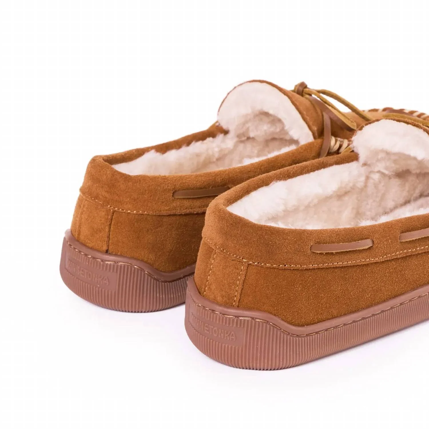 Men's Pile Lined Hard Sole Moccasin Shoes In Brown - Image 5