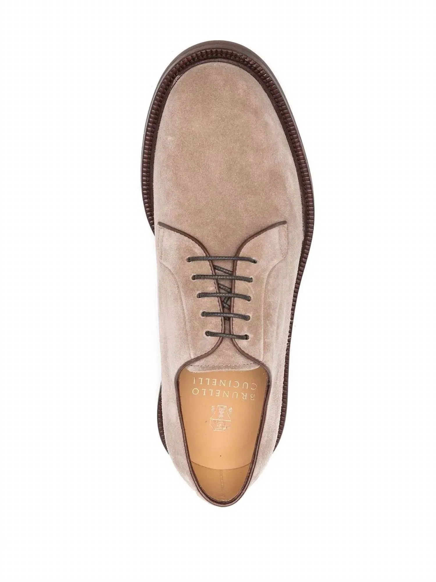 Men's Plain Toe Suede Derby In Beige - Image 3