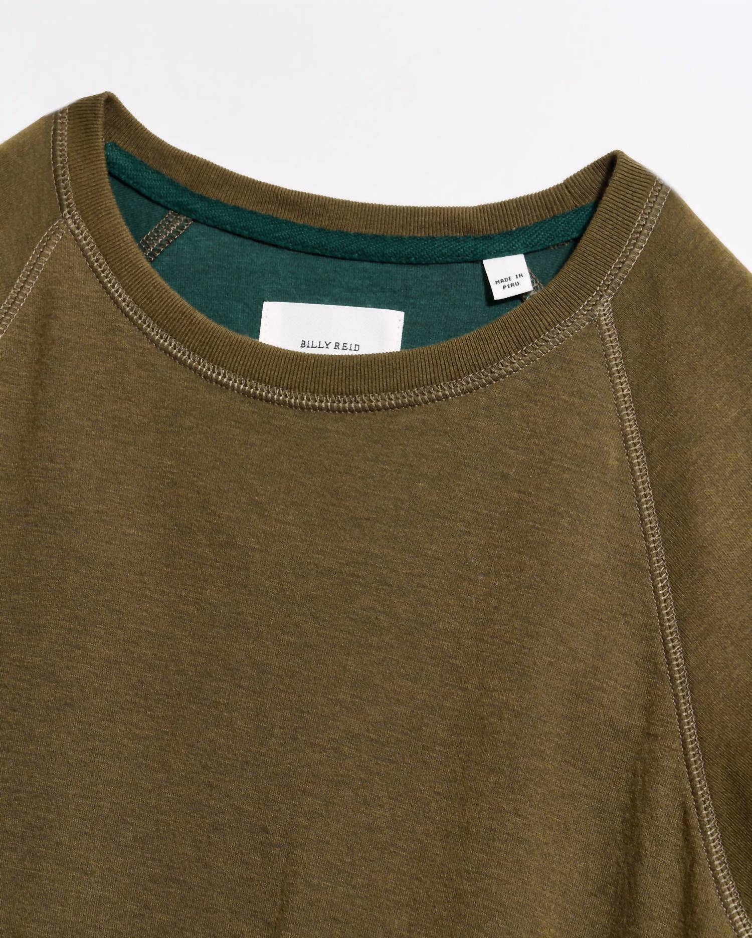Men's Raglan Crew Neck Sweatshirt In Dark Olive - Image 2