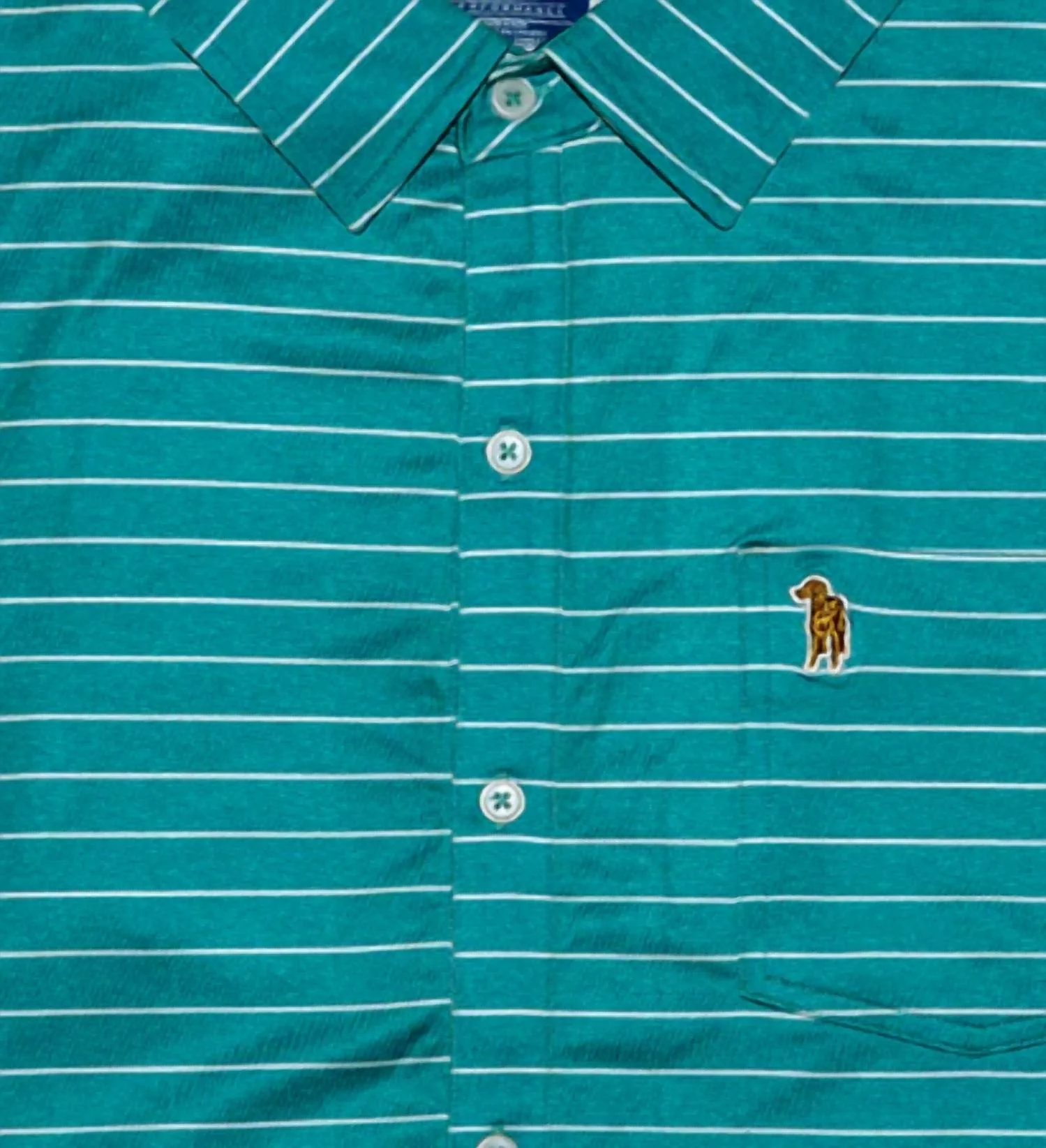 Men's Stripe Button Down Polo In Teal - Image 2