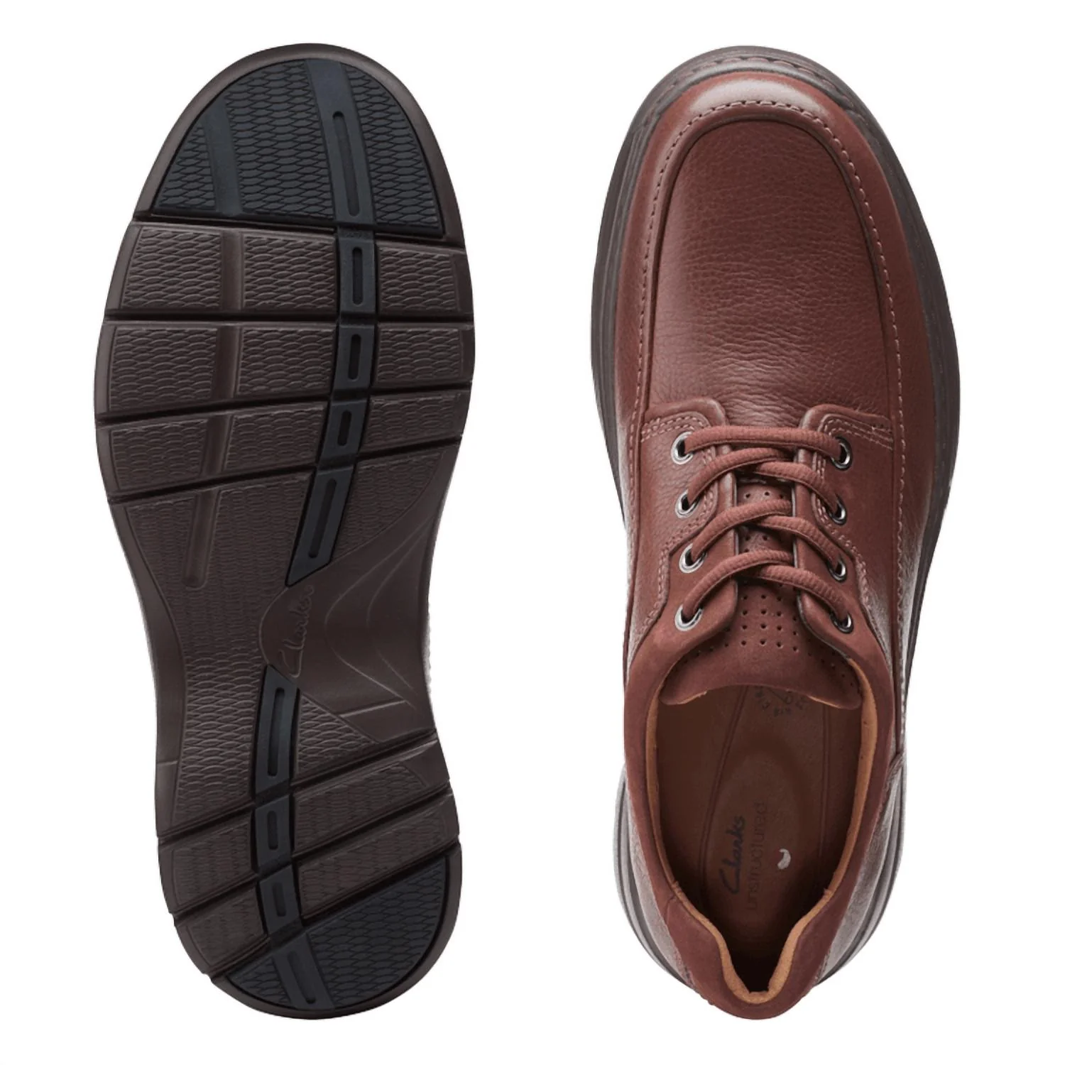 Men's Un Brawley Lace Shoe In Mahogany Tumbled Leather - Image 3