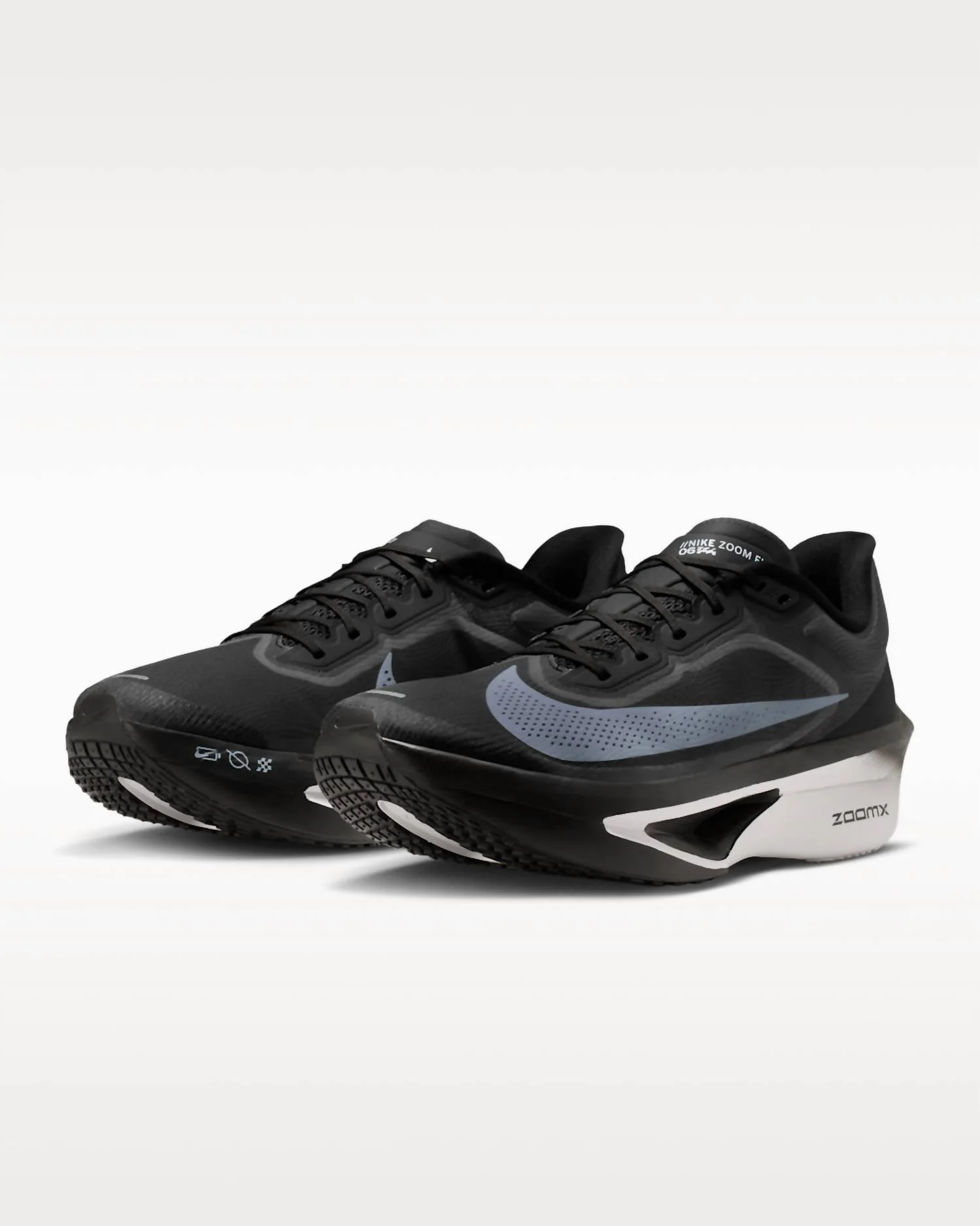 Men's Zoom Fly 6 Road Racing Shoes In Black/light Smoke - Image 3