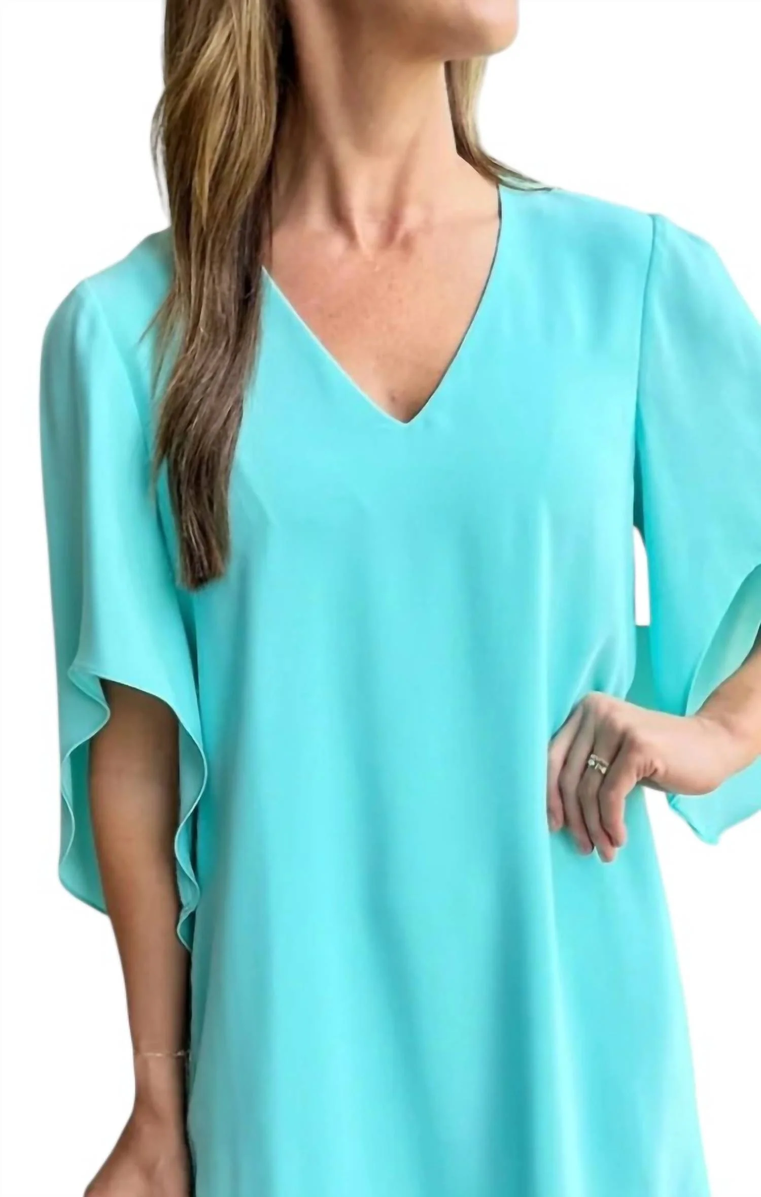 Meredith Short Sleeve Dress In Blue Radiance - Image 2