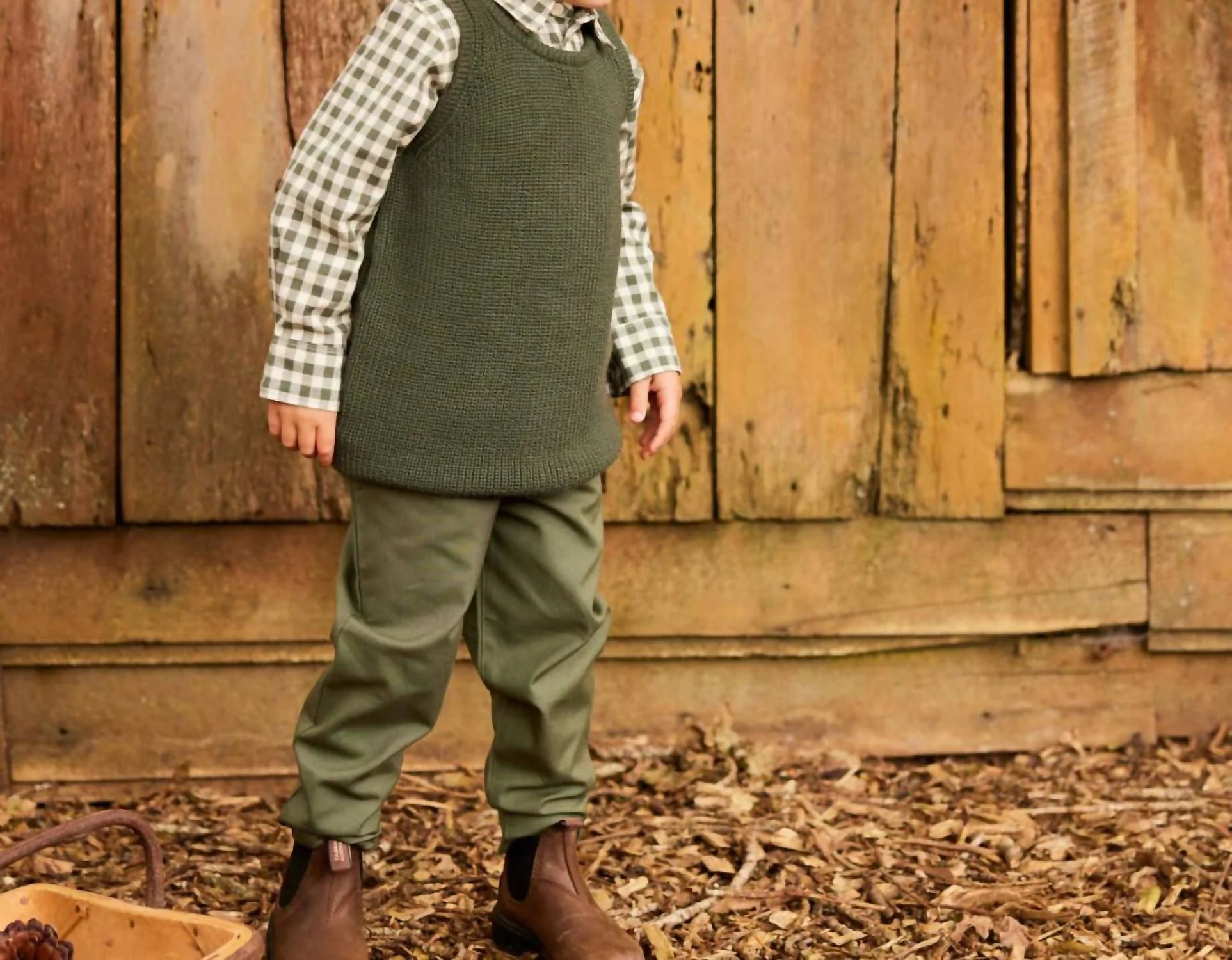 Merino Knit Vest In Thyme Chunky