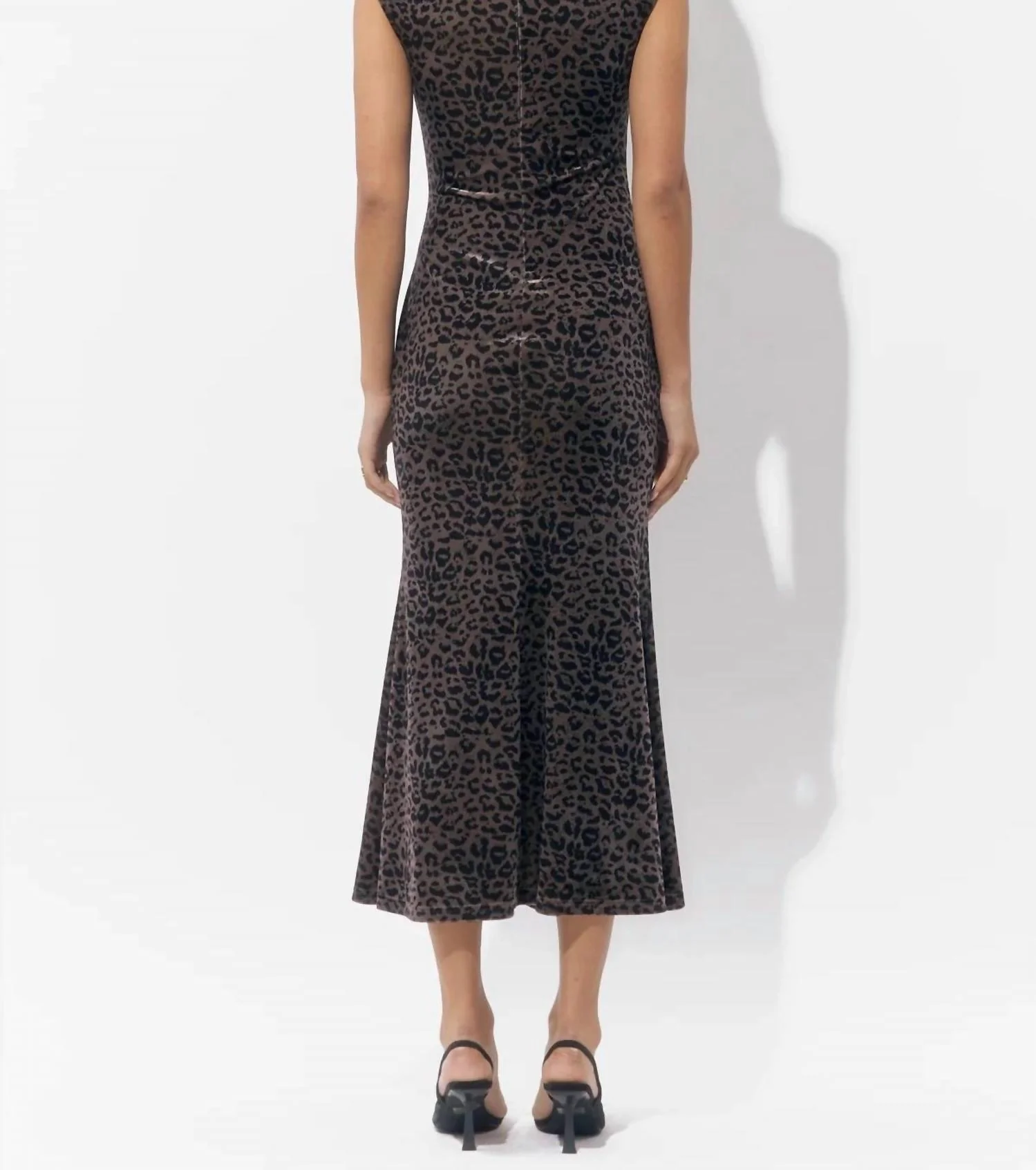 Merlyn Animal Mock Neck Midi Dress In Brown/black - Image 2
