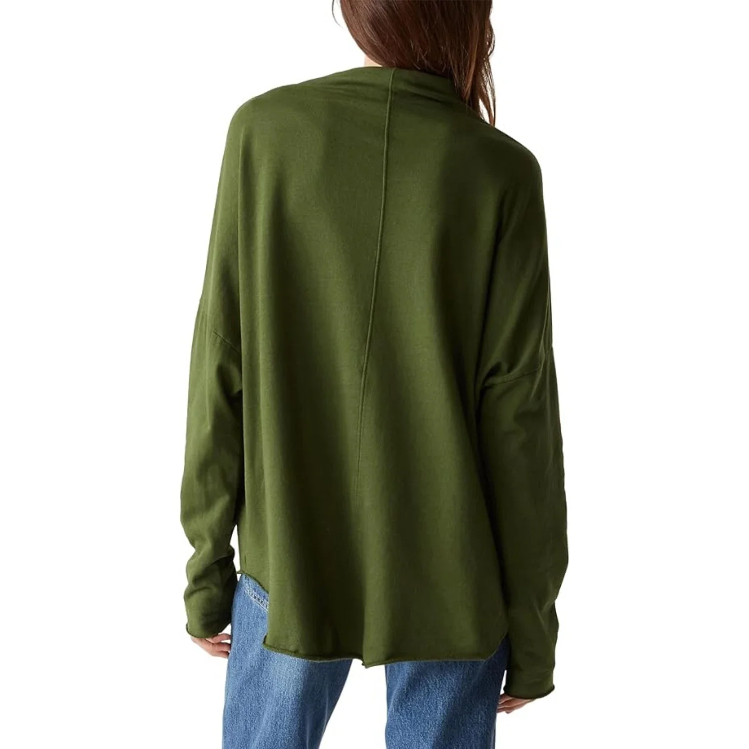 Michael Stars Laurel Top Women Green 100% Cotton Mock Neck Long Sleeve GBO2308 - Image 2