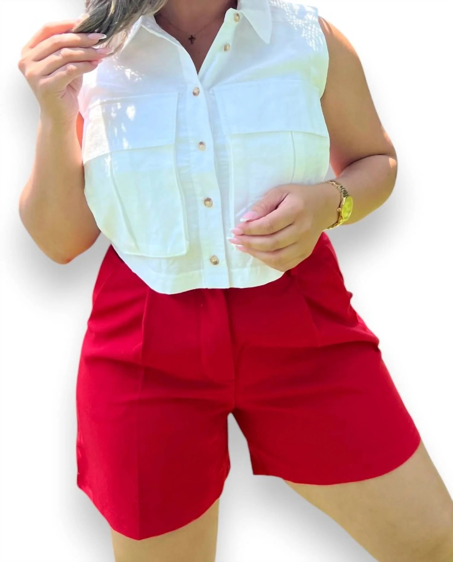 Mid-Length Bombshell Shorts In Cherry - Image 2