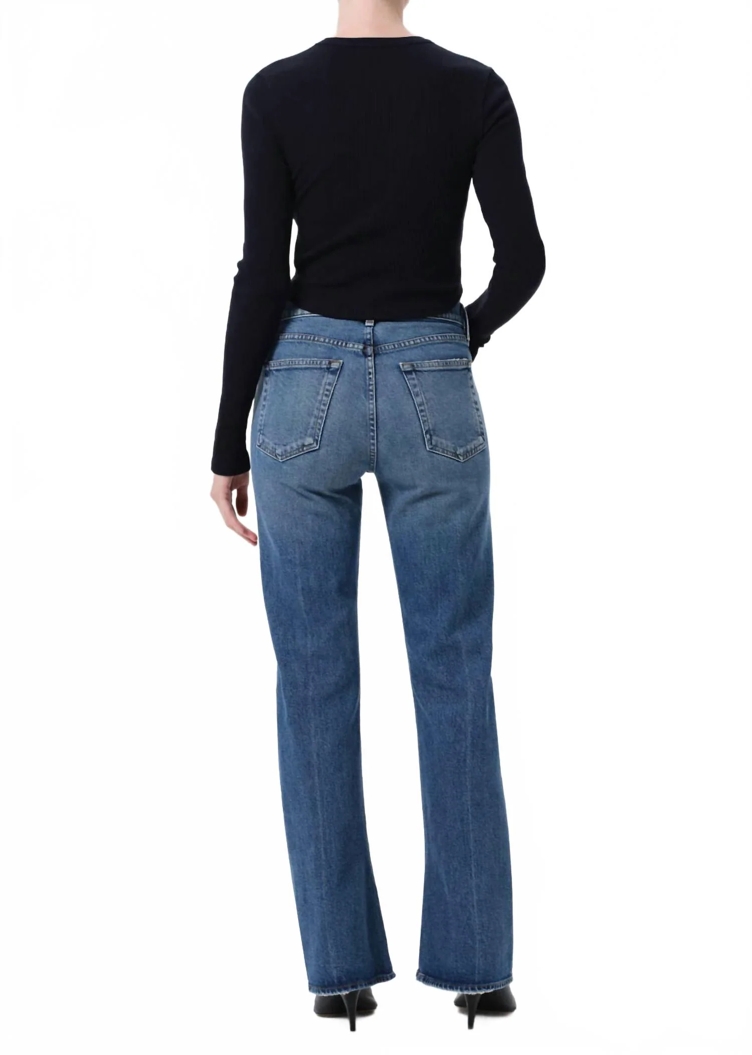 Mid Rise Kick Bootcut Jeans In Blue - Image 2