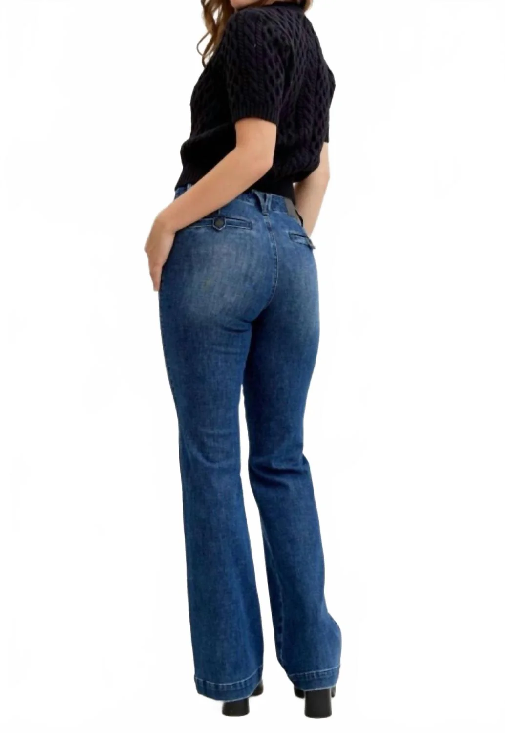Mid-Rise Trouser Bootcut With Tummy Control Jeans In Dark Blue - Image 2