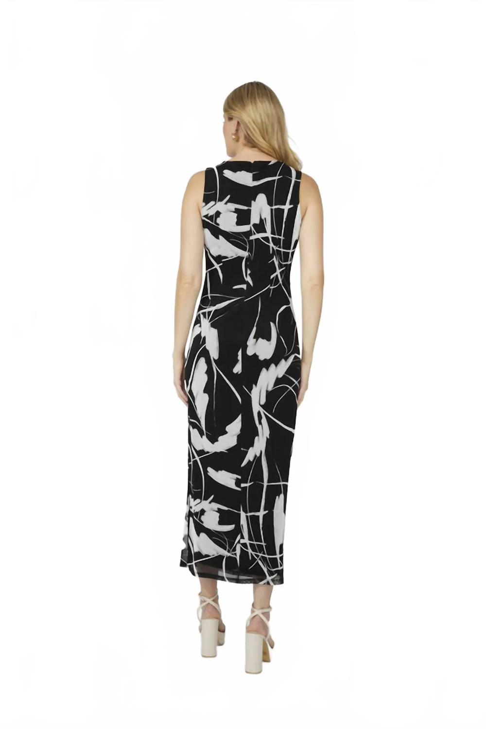 Midi Knit Dress In Black/off White - Image 2