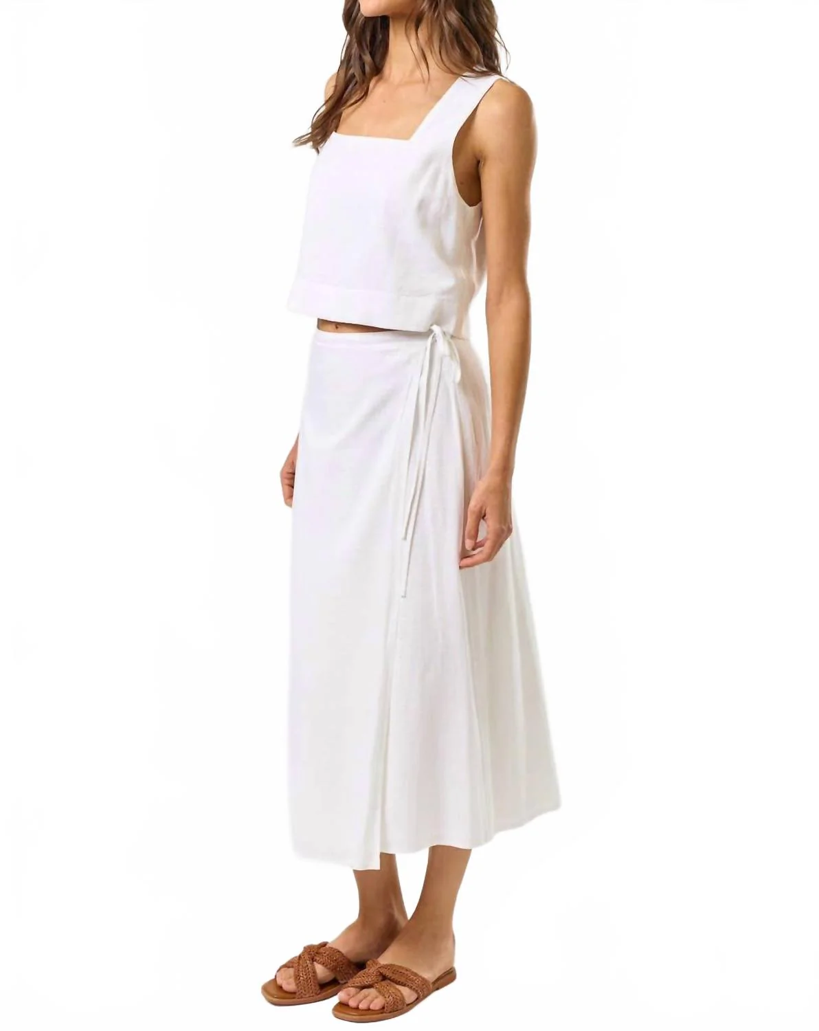 Midi Length Wrap Skirt In White - Image 2