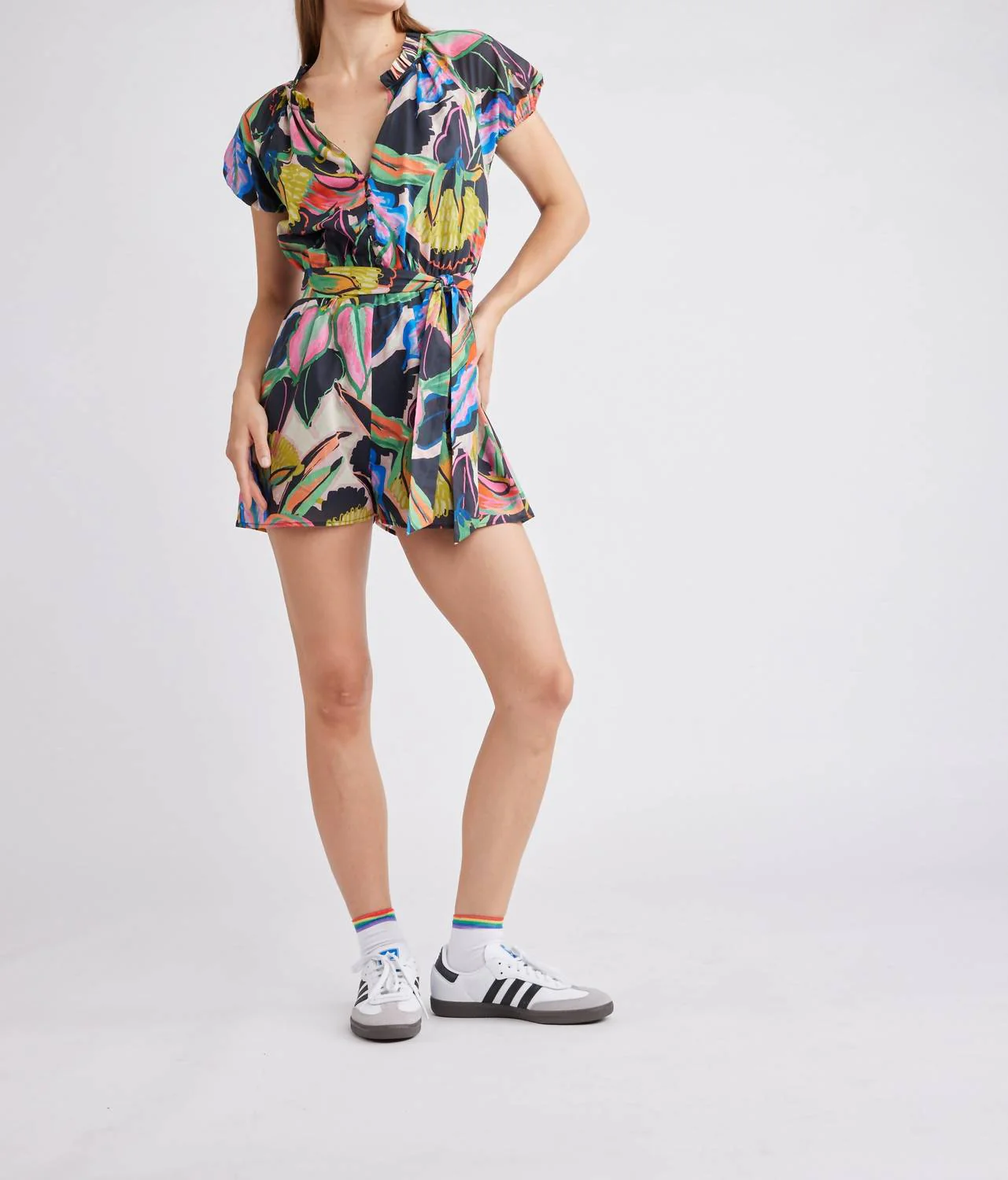 Midnight Tropics Romper In Multi